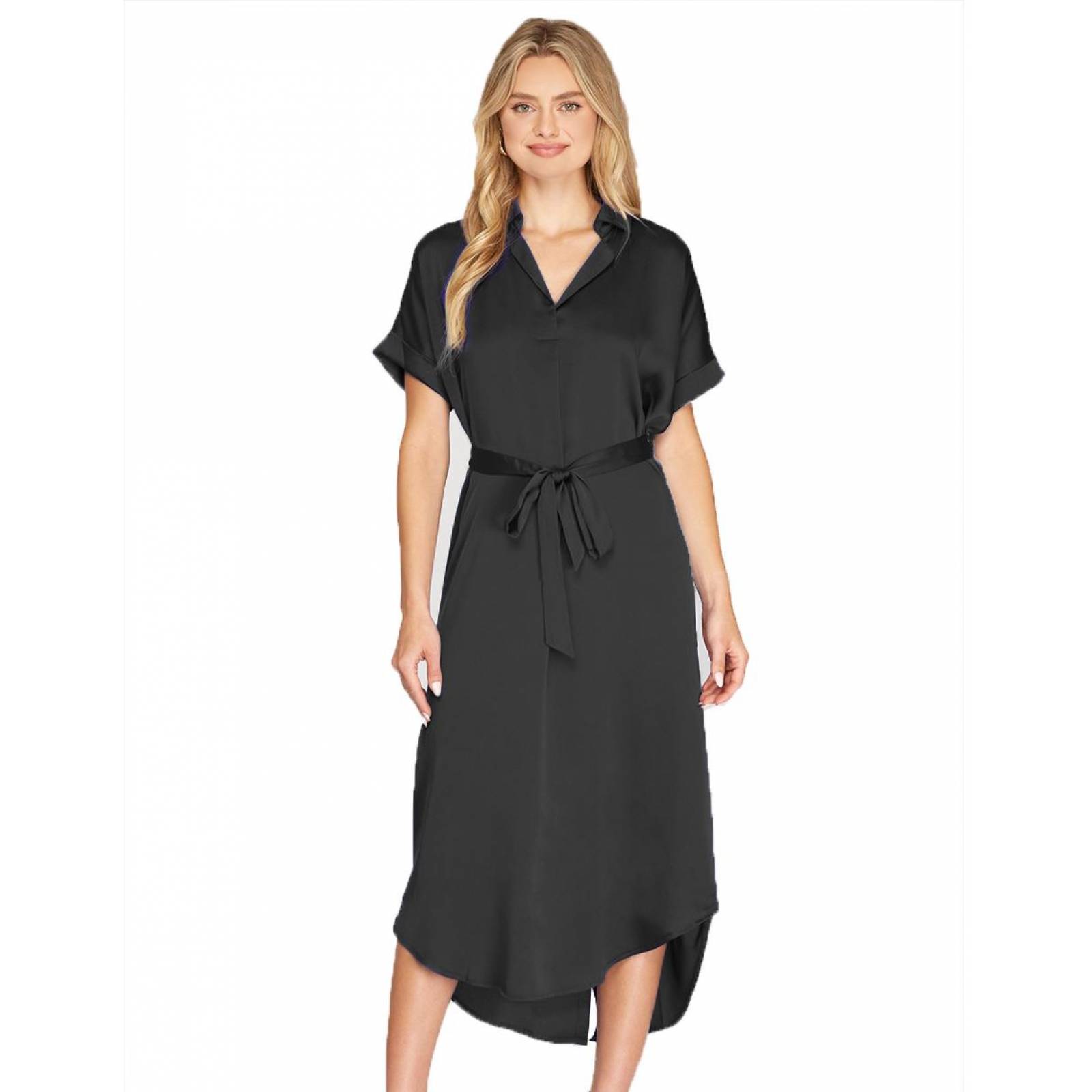 Vestido camisero satinado AMAD para mujer 