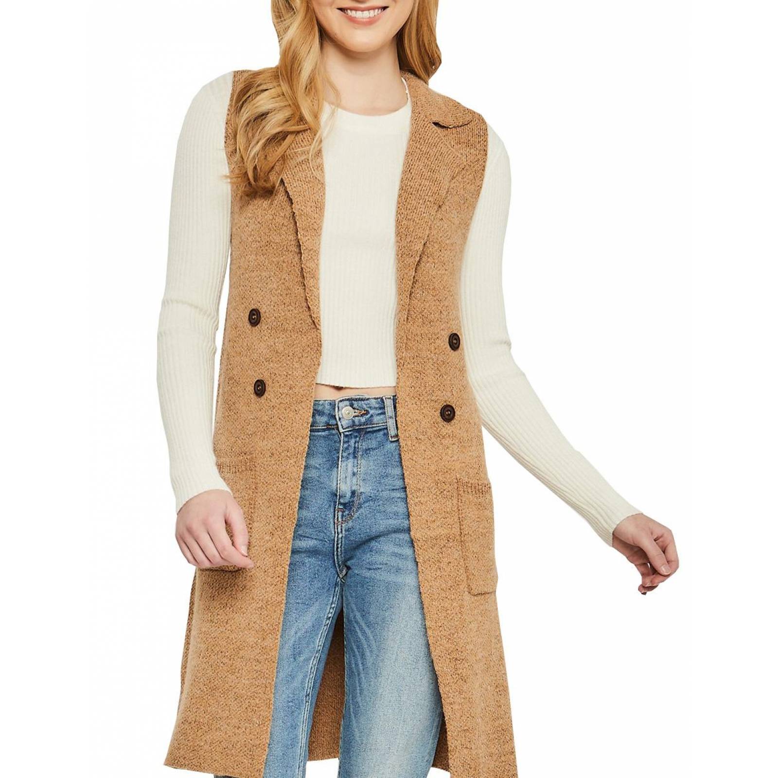 Chaleco tejido con botones AMAD para mujer 