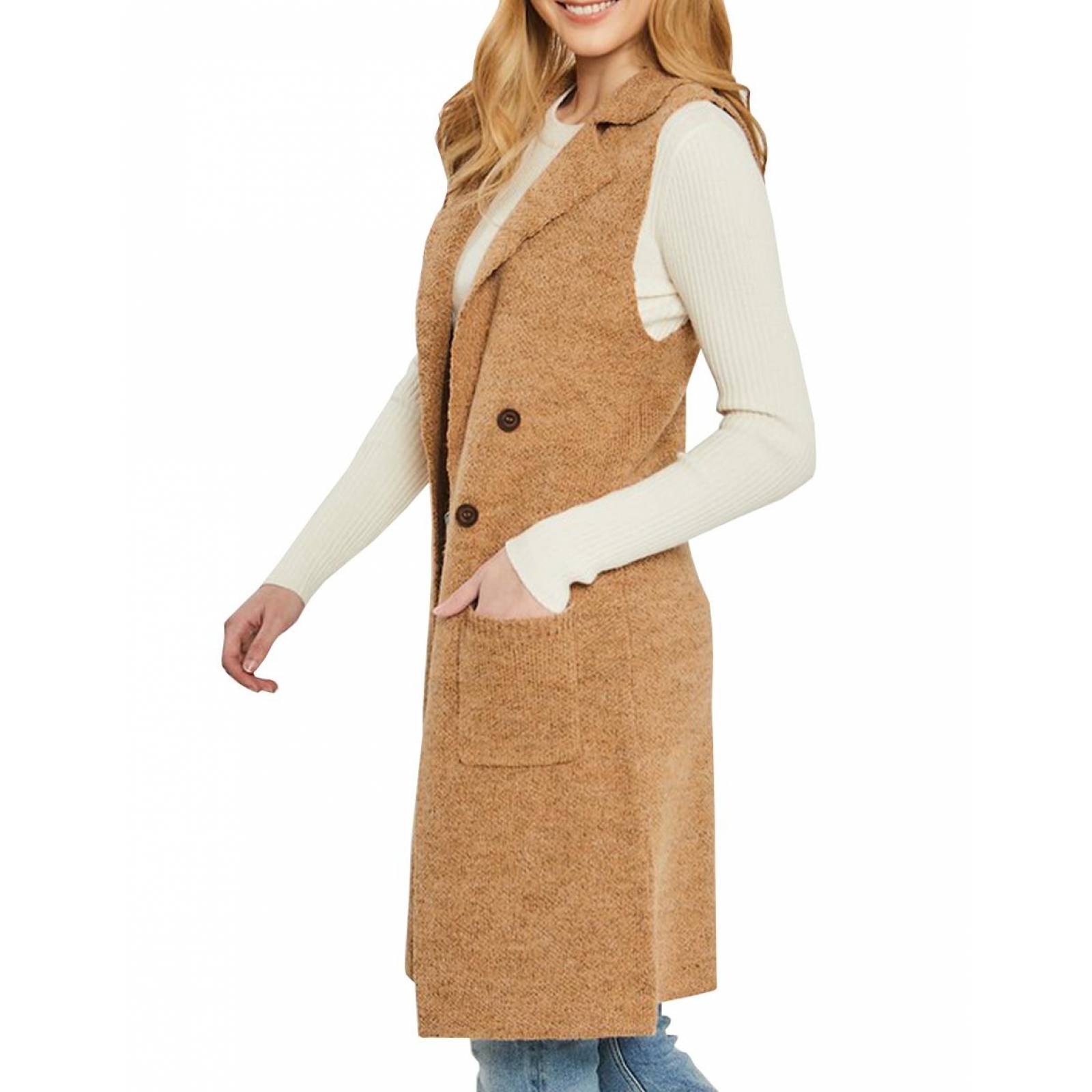 Chaleco tejido con botones AMAD para mujer 