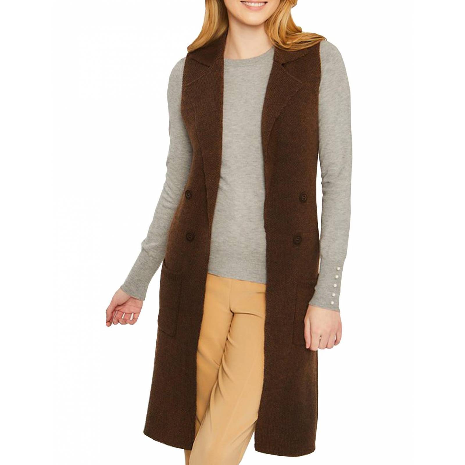 Chaleco tejido con botones AMAD para mujer 