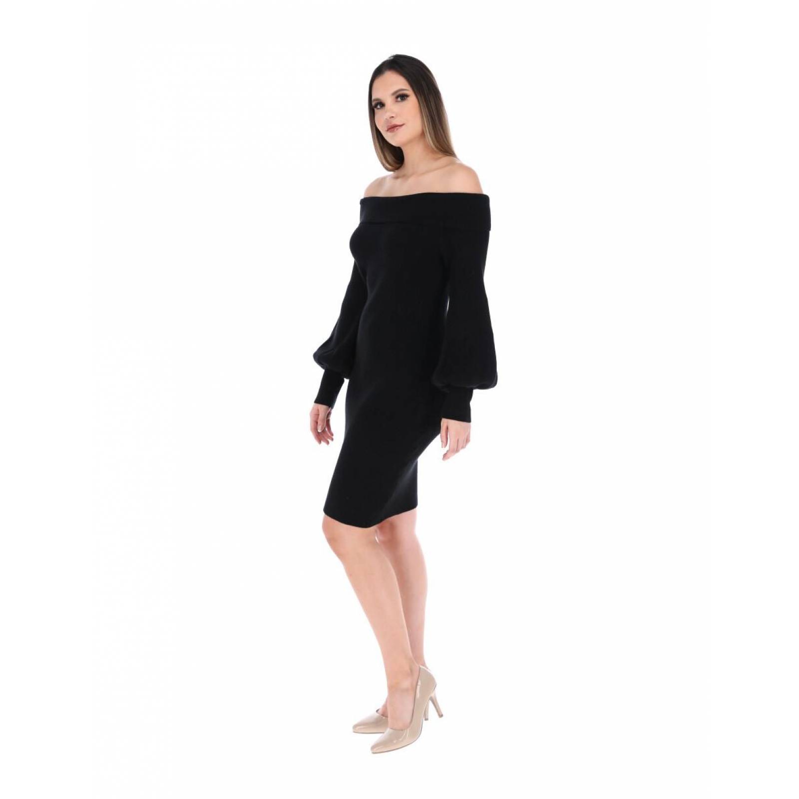 Vestido tejido hombros descubiertos 