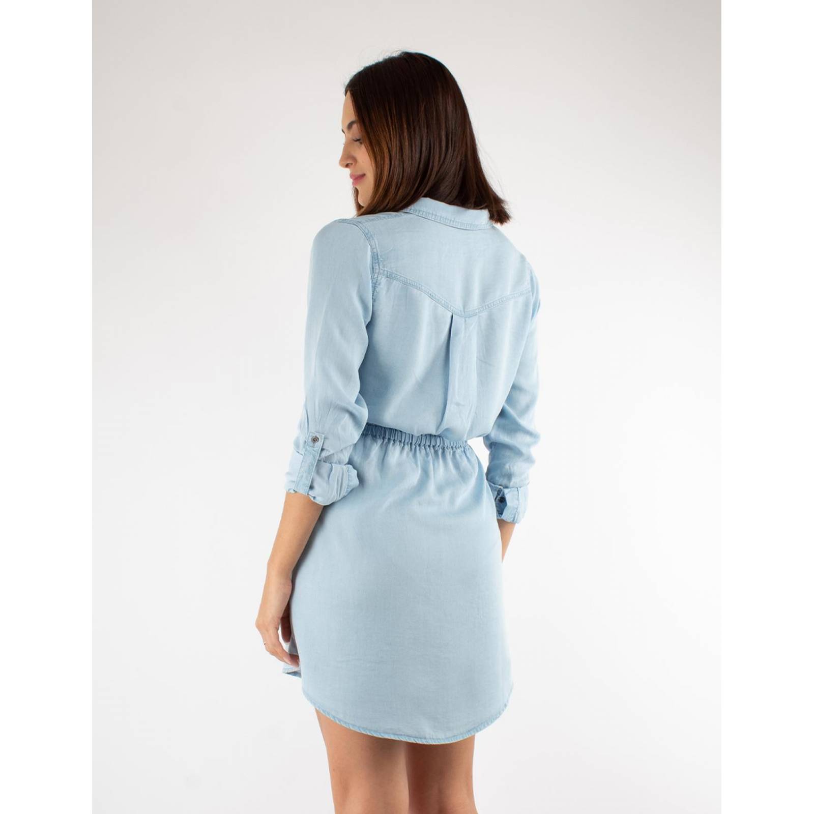 Vestido camisero de mezclilla ligera 