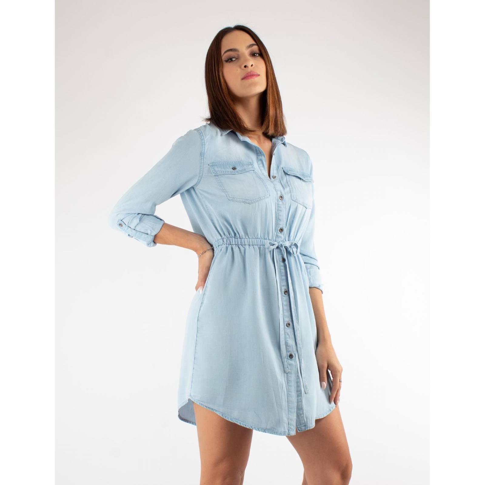 Vestido camisero de mezclilla ligera 