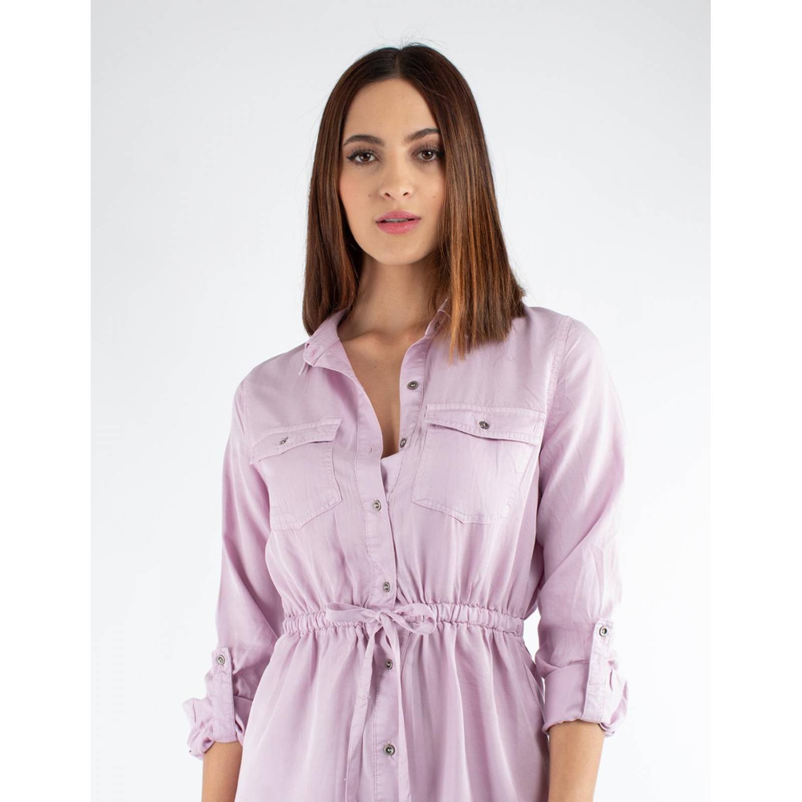 Vestido camisero de mezclilla ligera 