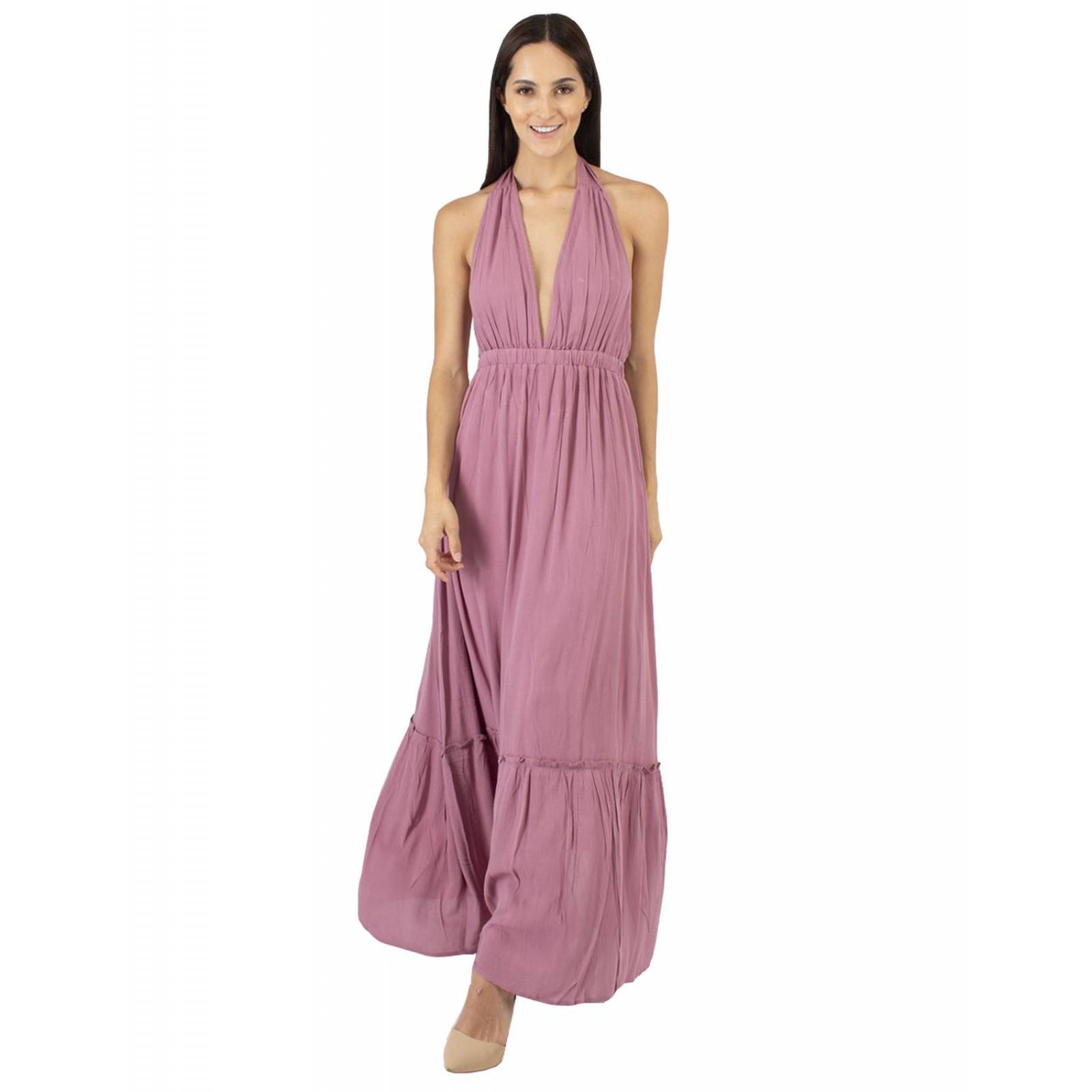 Maxi vestido halter espalda descubierta 