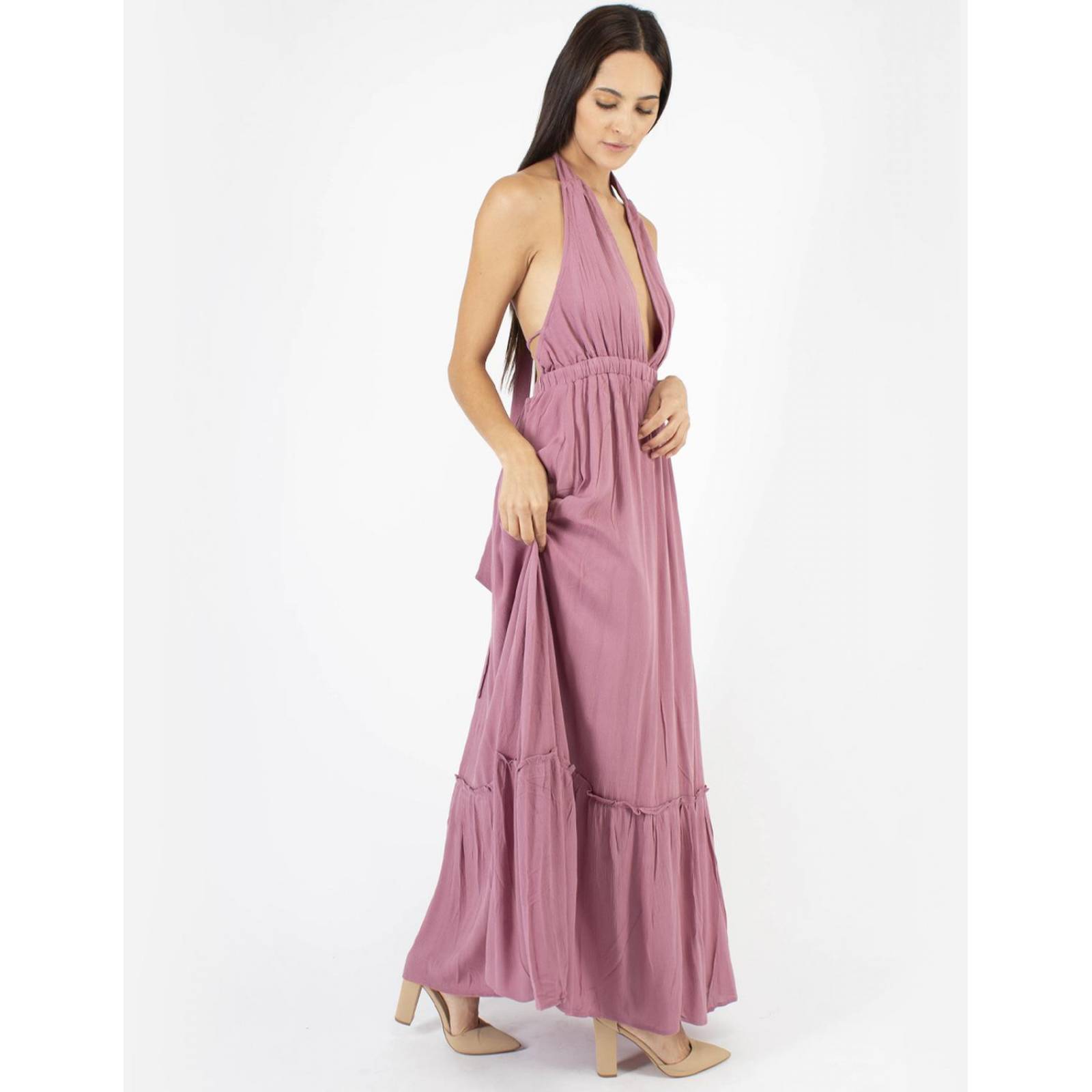 Maxi vestido halter espalda descubierta 