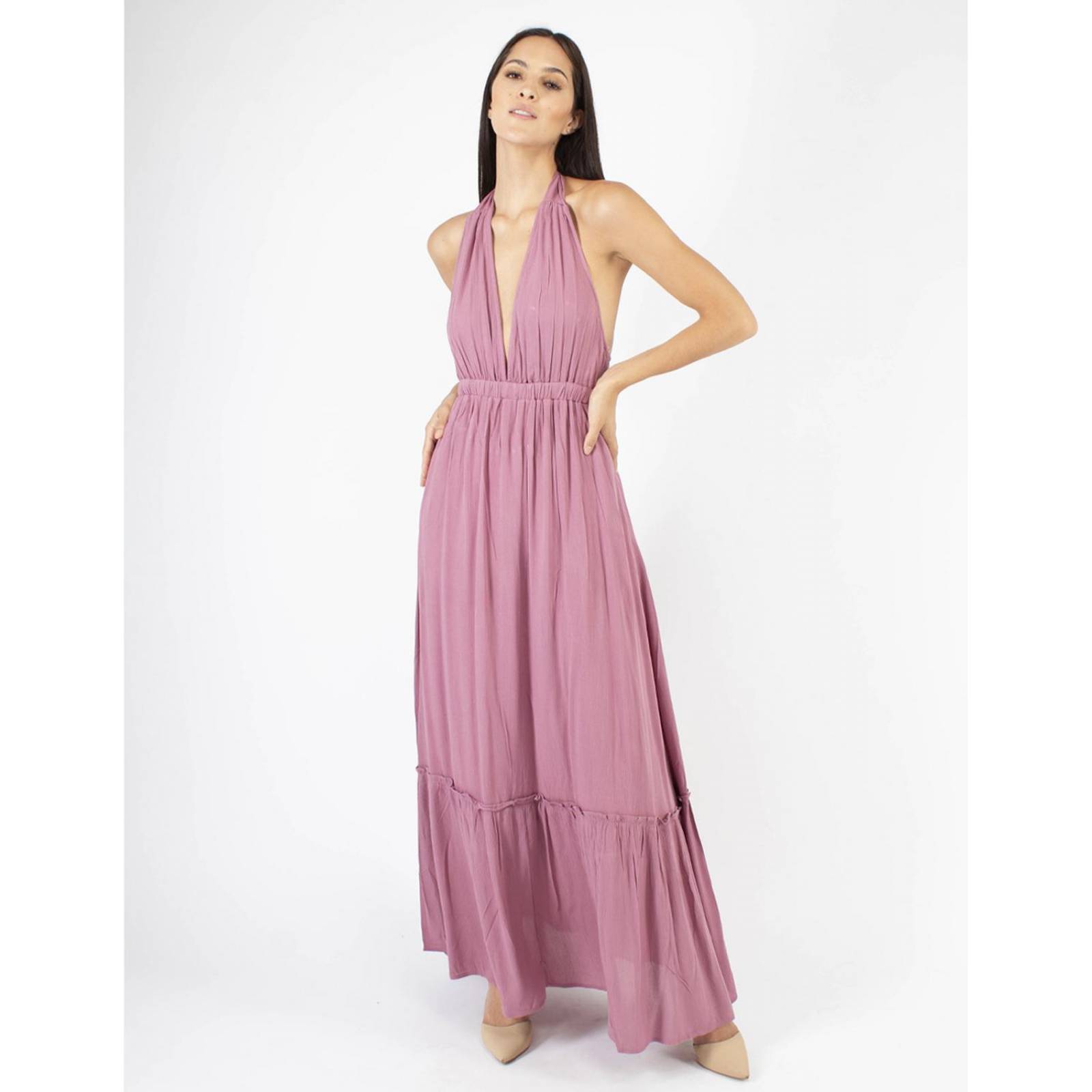 Maxi vestido halter espalda descubierta 