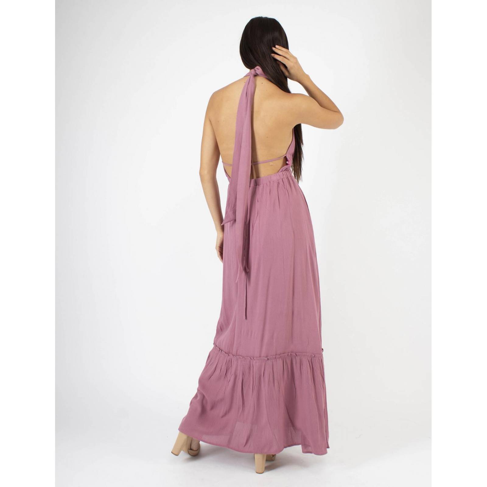 Maxi vestido halter espalda descubierta 