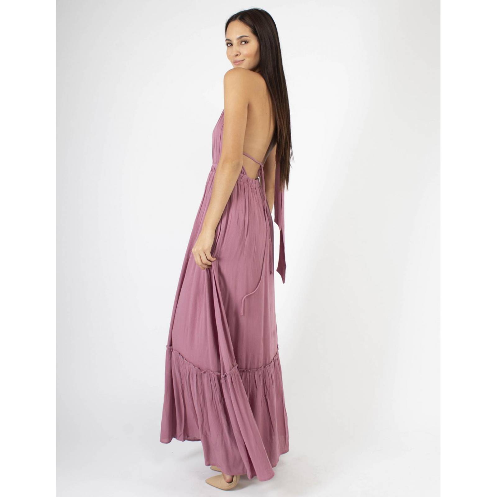 Maxi vestido halter espalda descubierta 