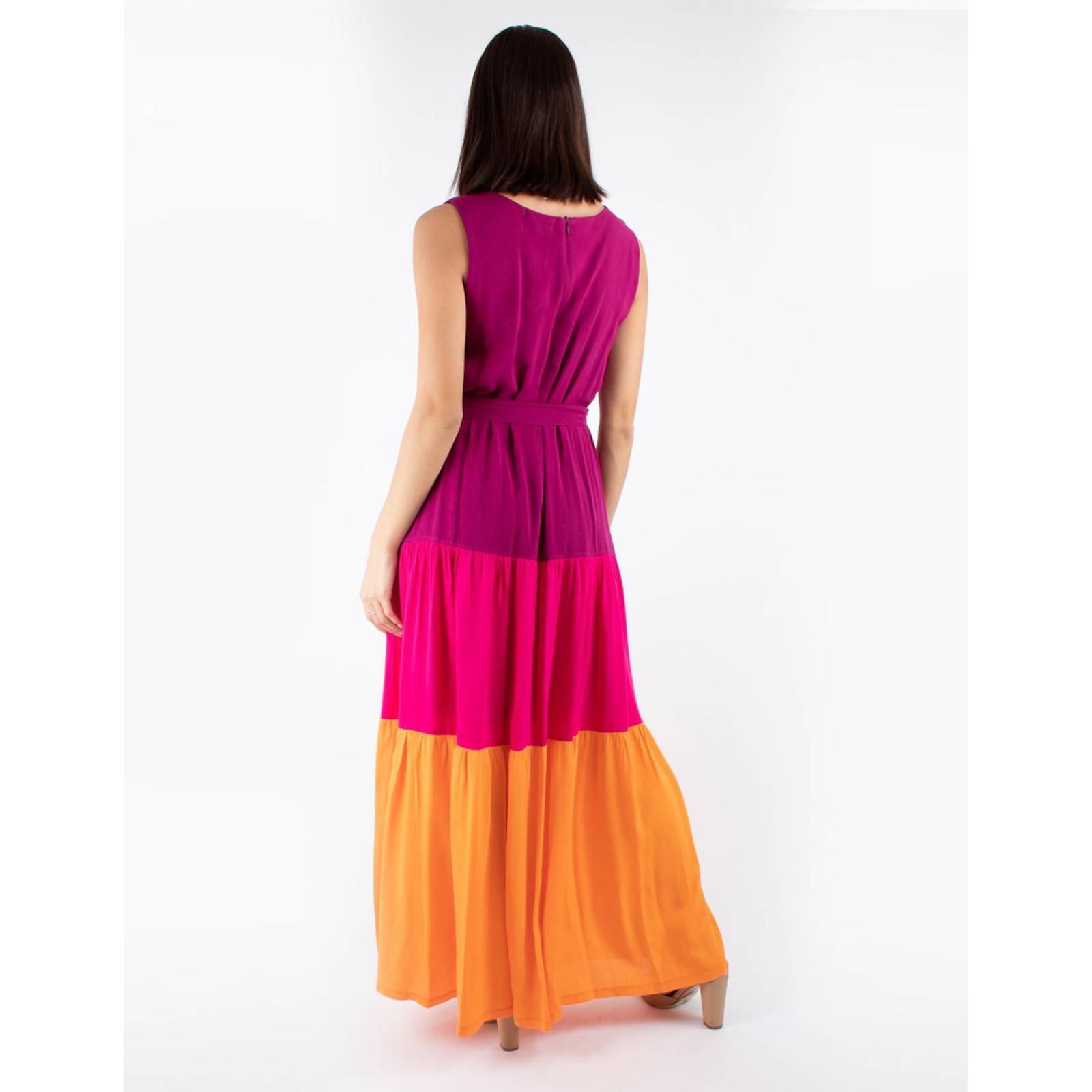 Maxi vestido color block 