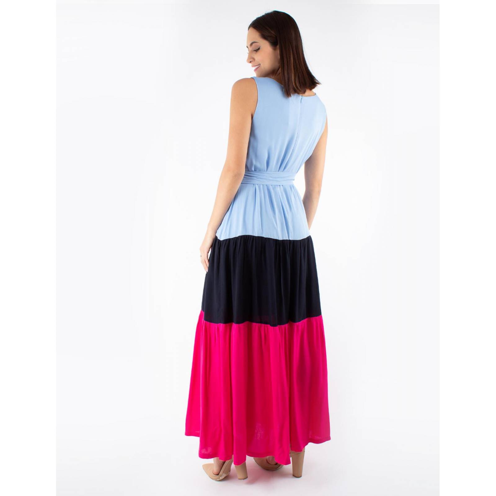 Maxi vestido color block 