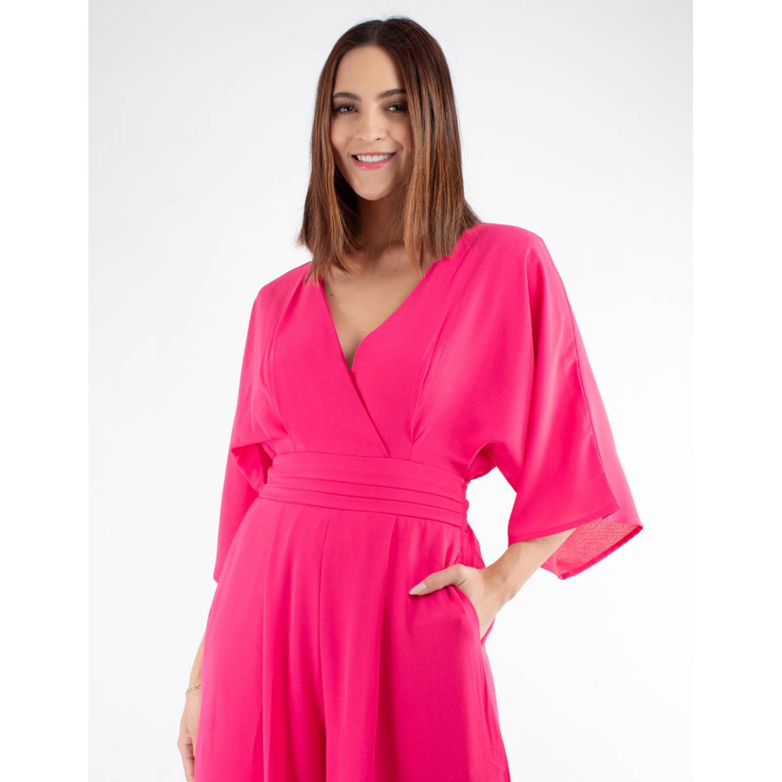 Jumpsuit pantalón amplio con manga amplia 