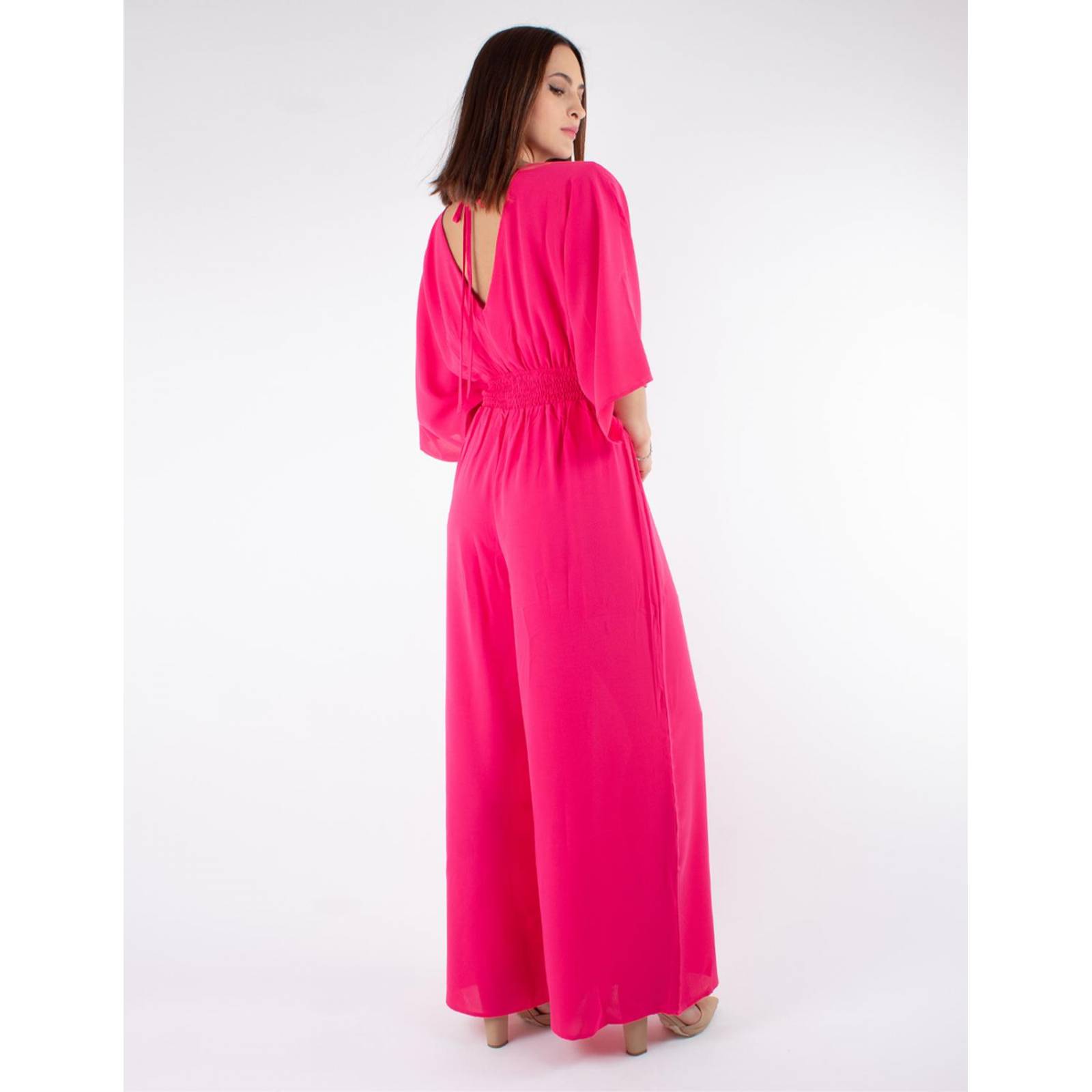 Jumpsuit pantalón amplio con manga amplia 