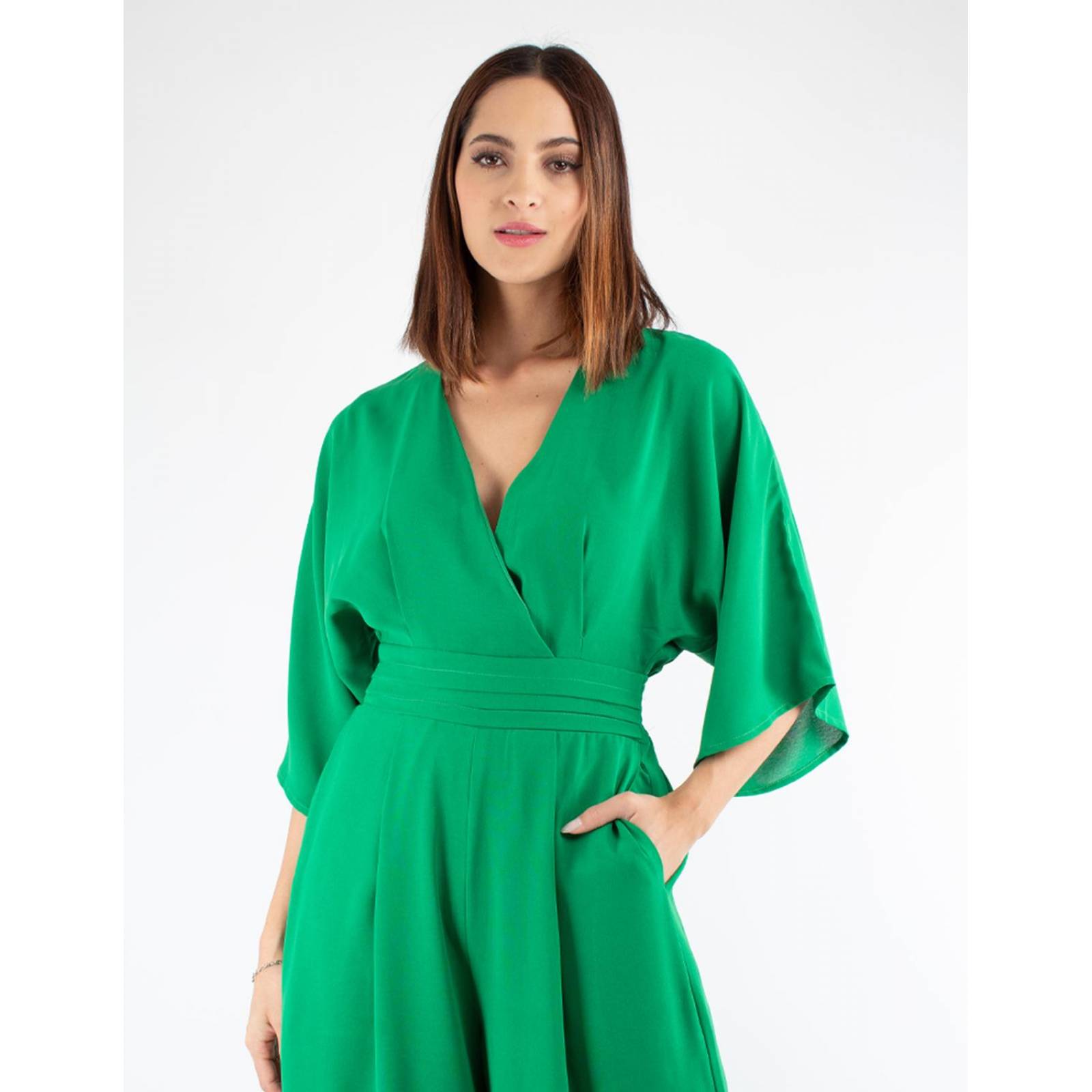 Jumpsuit pantalón amplio con manga amplia 