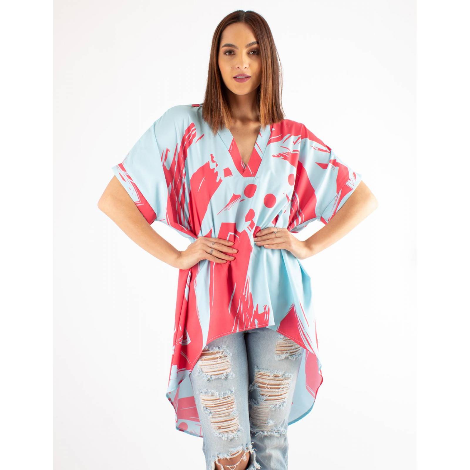 Blusa kaftan largo asimétrico