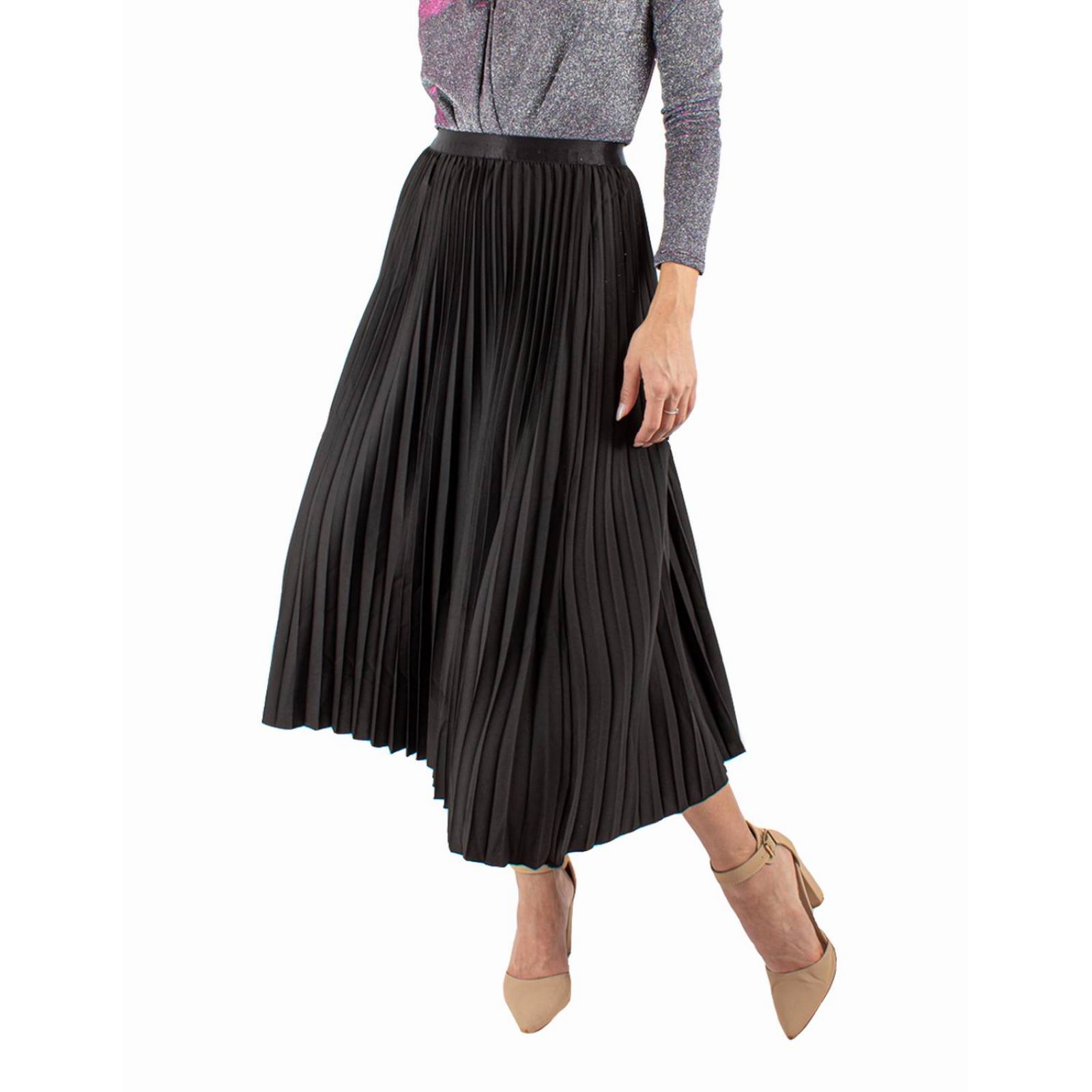 Falda midi plisada clásica