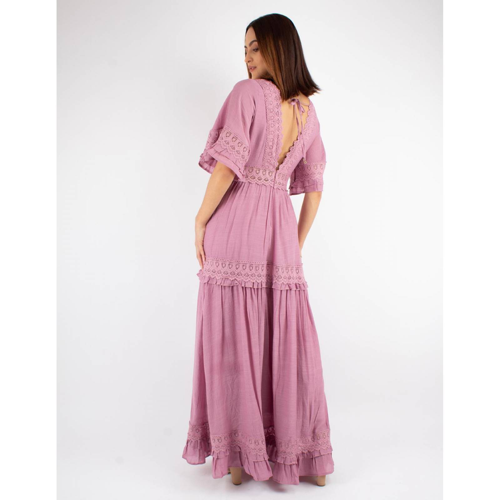 Vestido maxi con encaje 