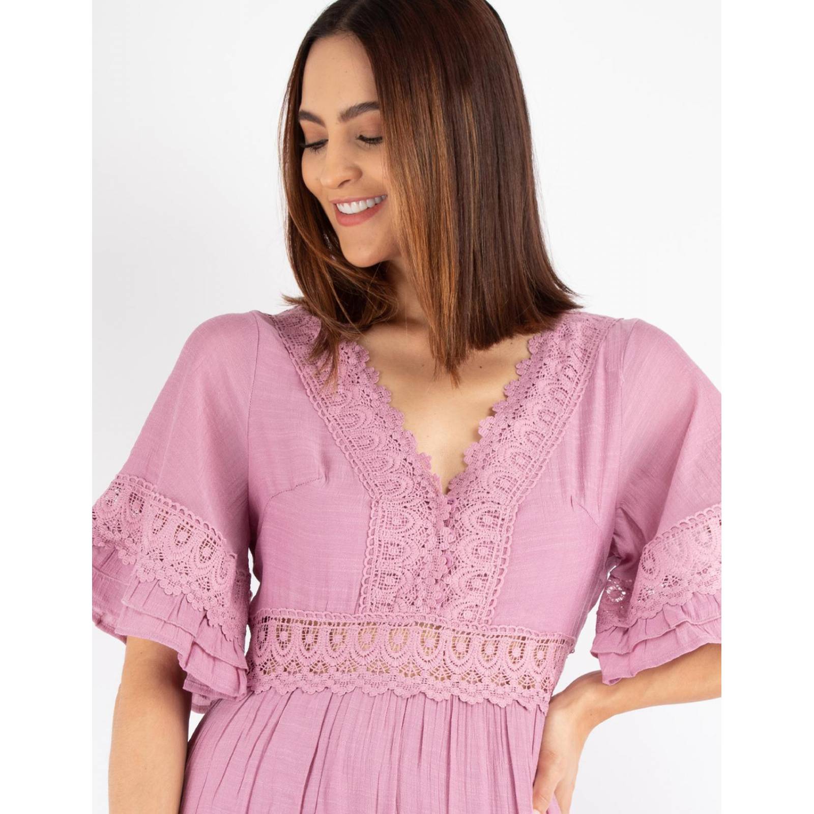 Vestido maxi con encaje 