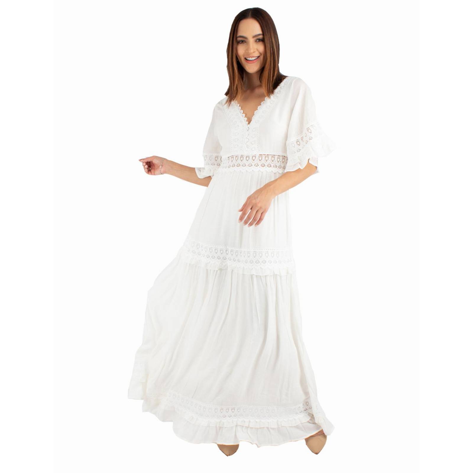 Vestido maxi con encaje 