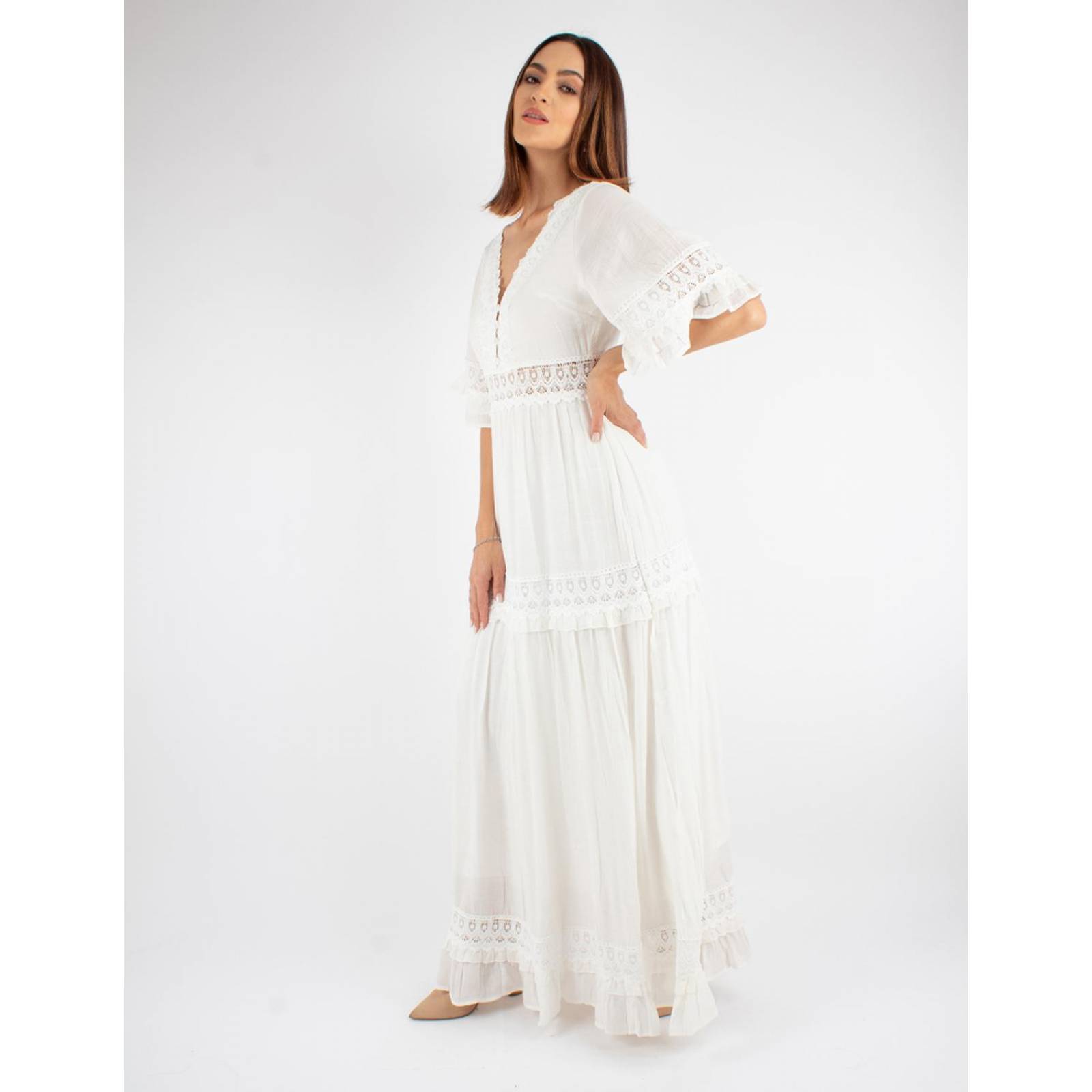 Vestido maxi con encaje 