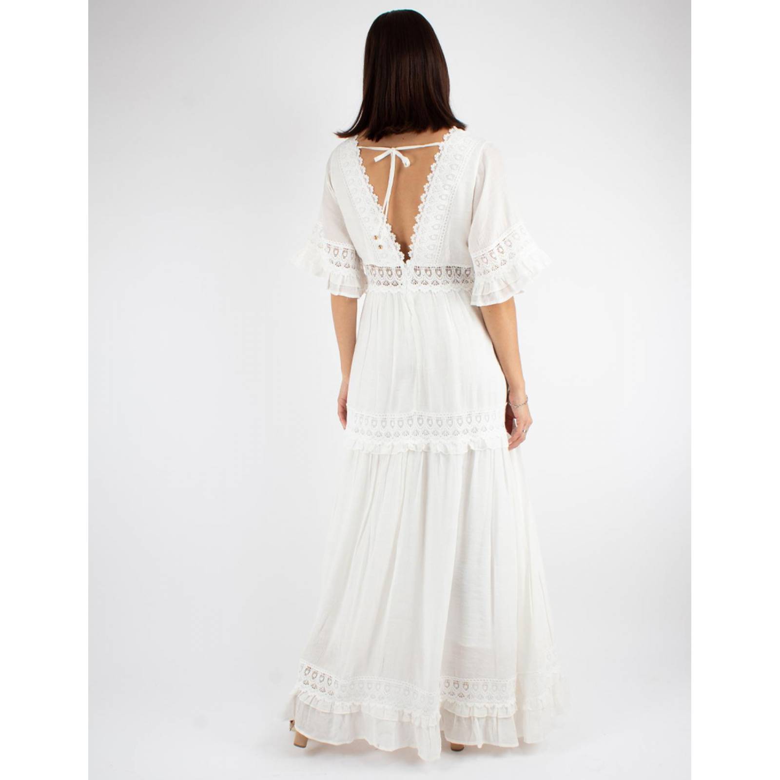 Vestido maxi con encaje 
