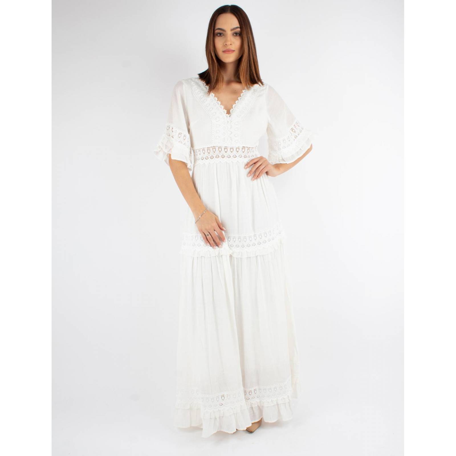 Vestido maxi con encaje 