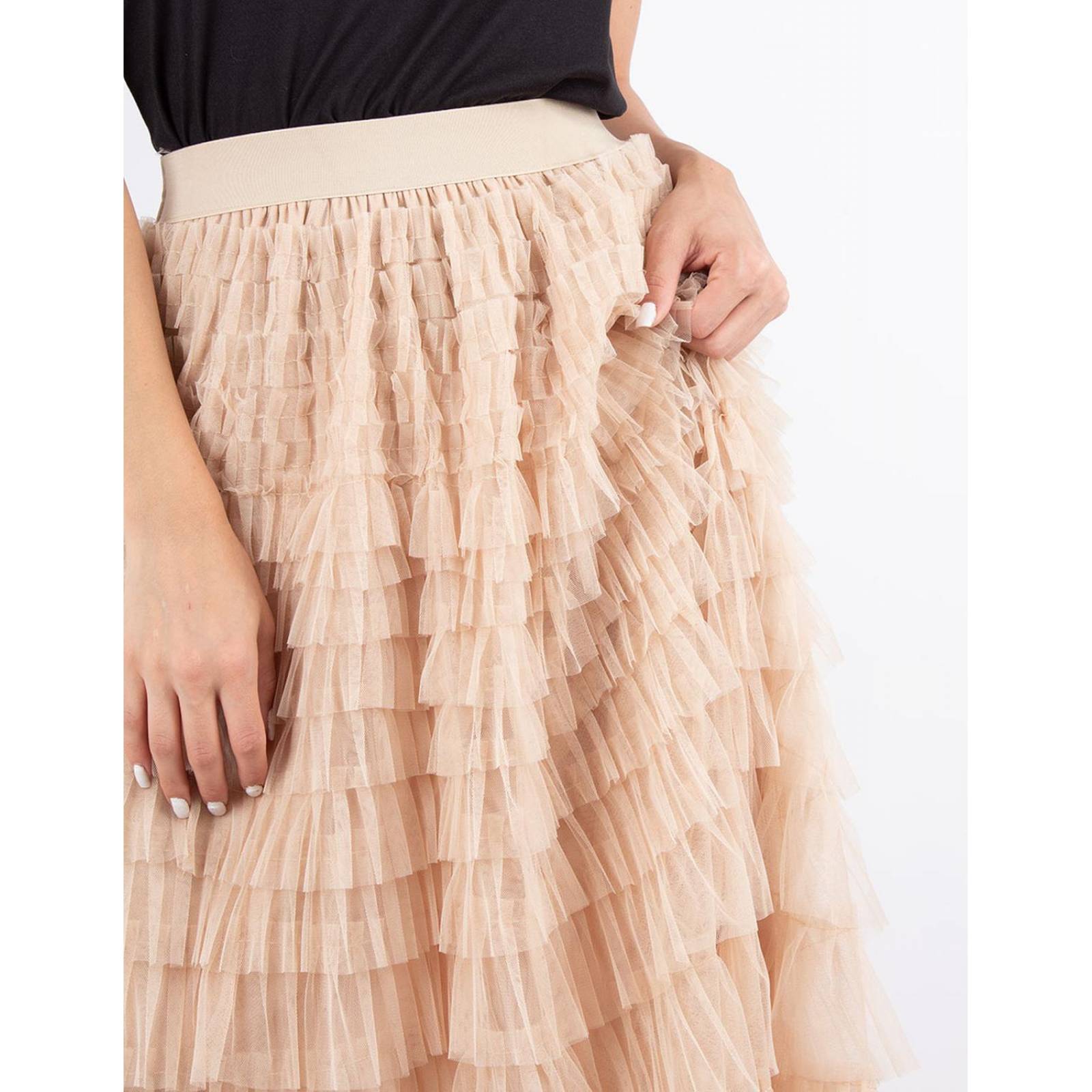 Falda maxi fruncidos horizontales 