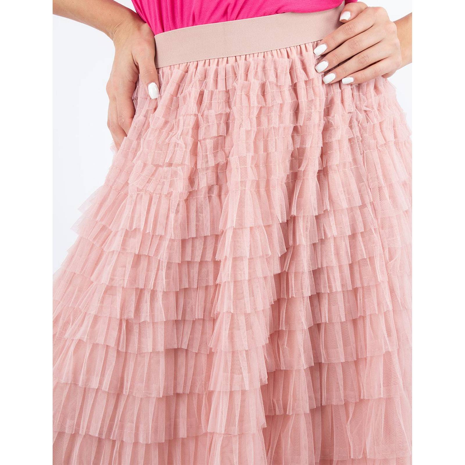 Falda maxi fruncidos horizontales 