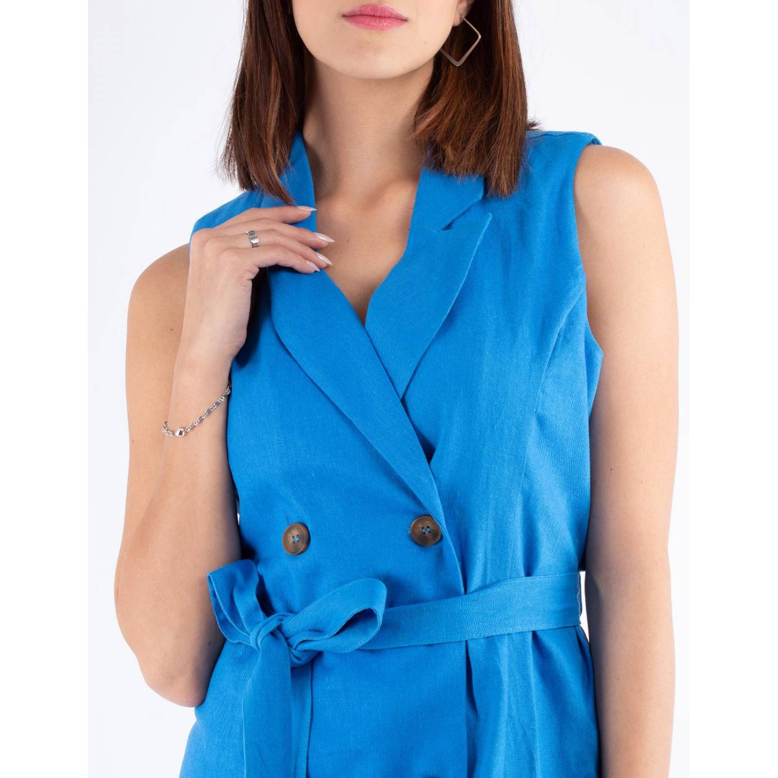 Vestido de lino cruzado con solapa
