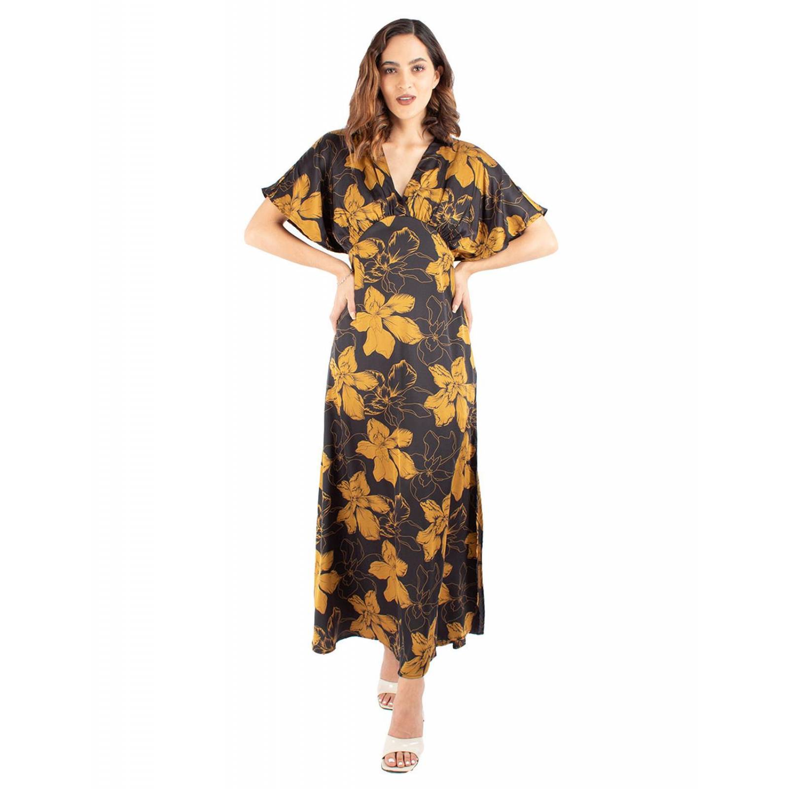 Vestido de manga kimono con print floral 