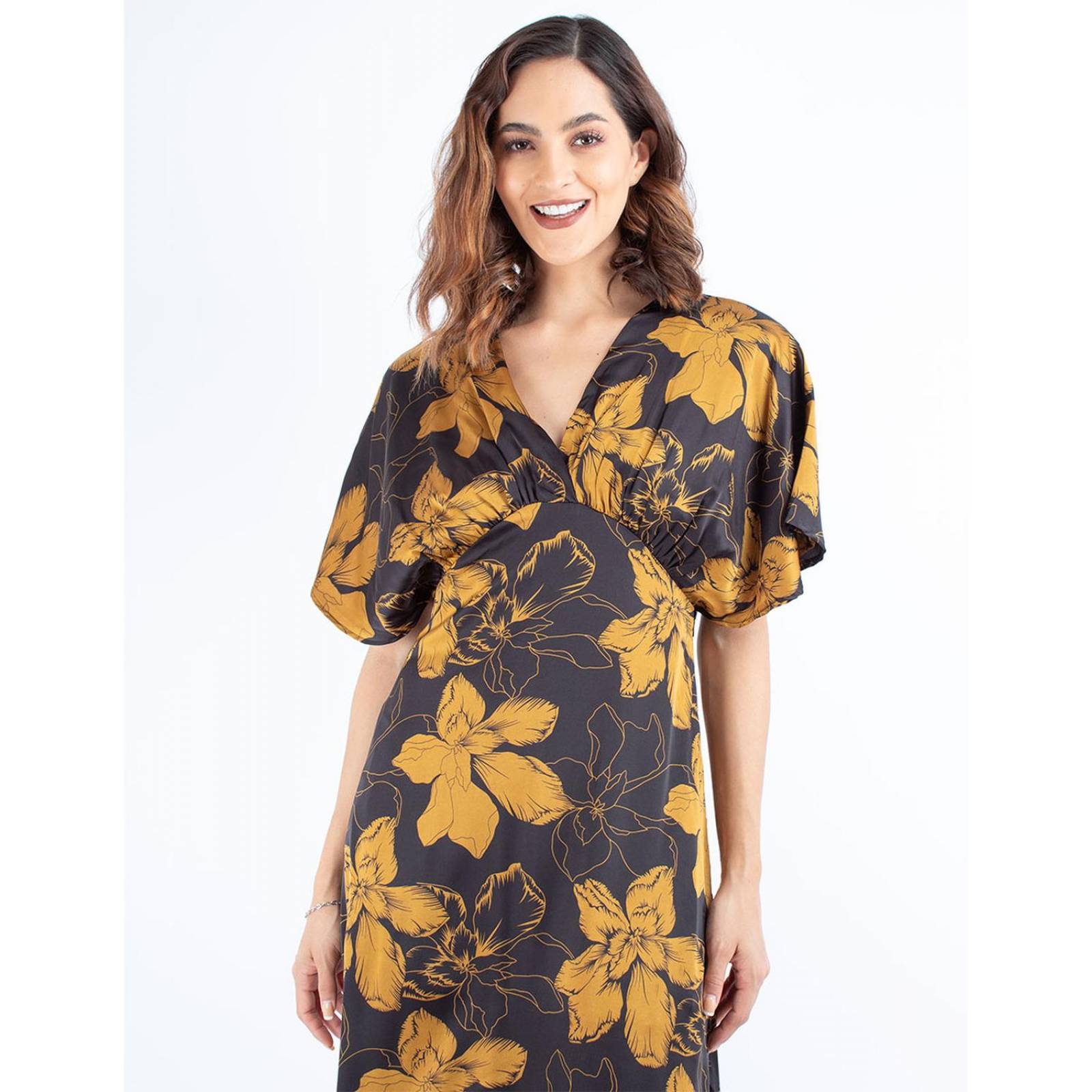 Vestido de manga kimono con print floral 