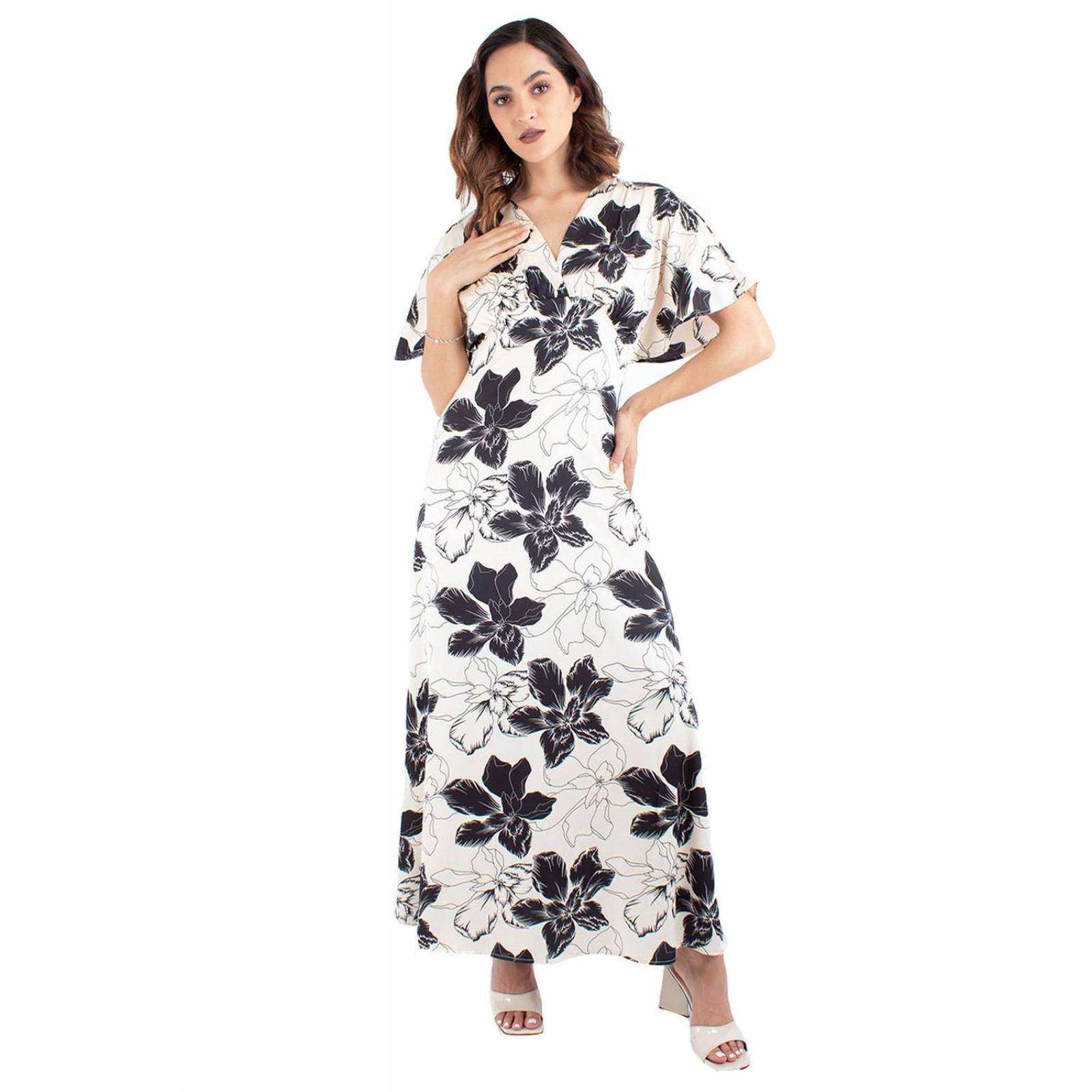 Vestido de manga kimono con print floral 
