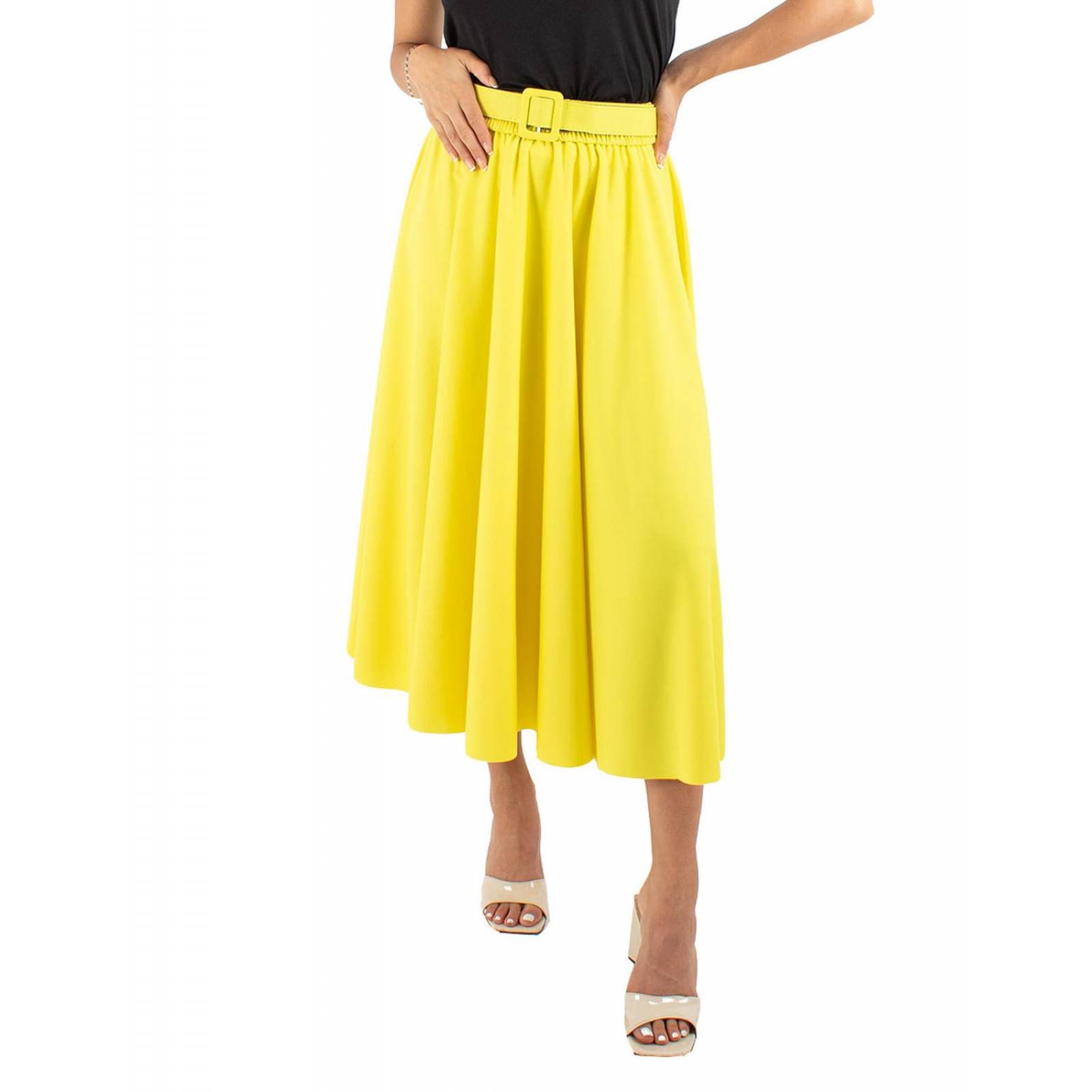 Falda semicircular con cinto 