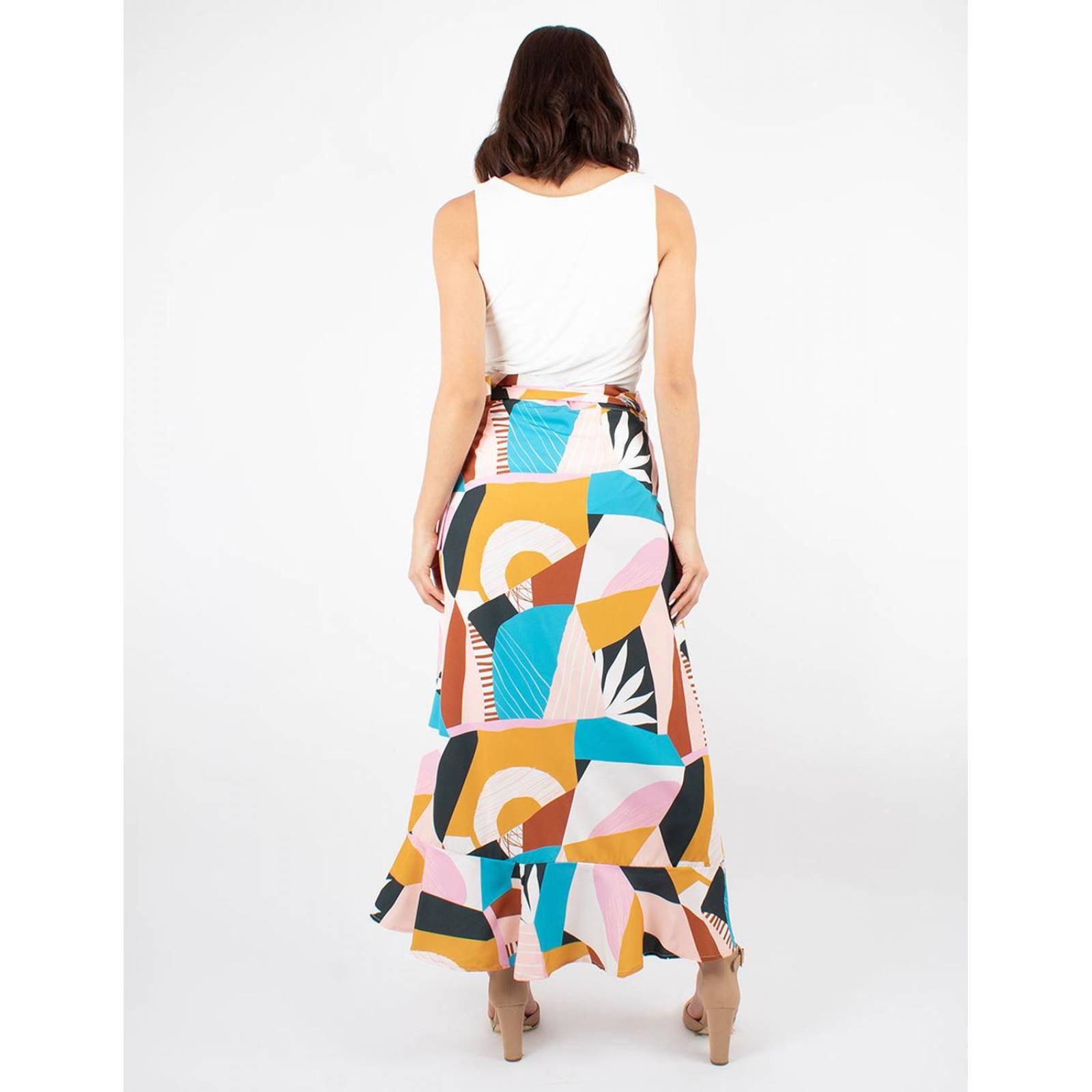 Falda envolvente con escarola print gráfico 