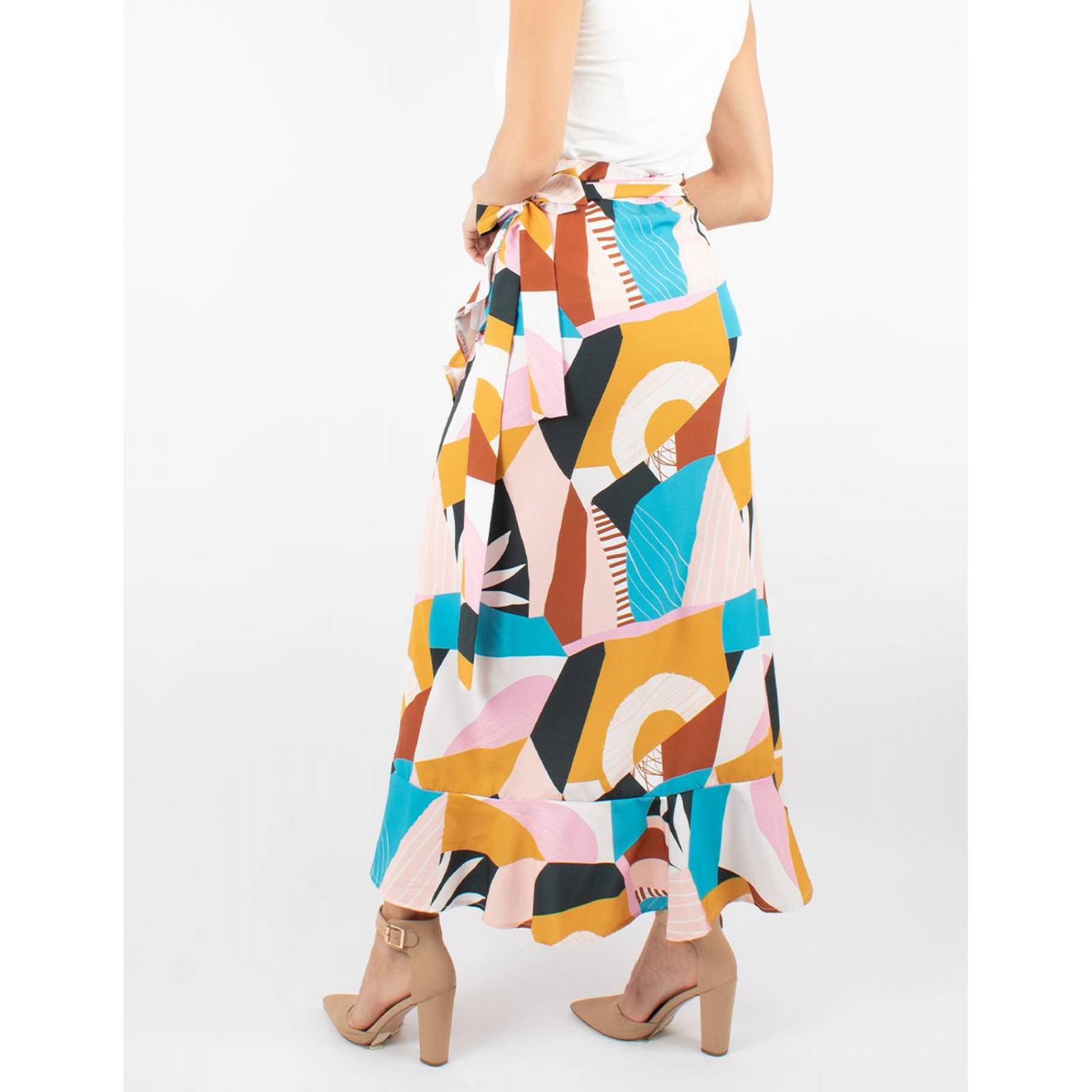 Falda envolvente con escarola print gráfico 