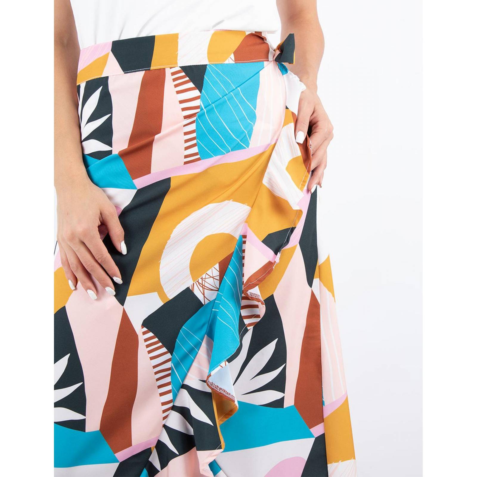 Falda envolvente con escarola print gráfico 