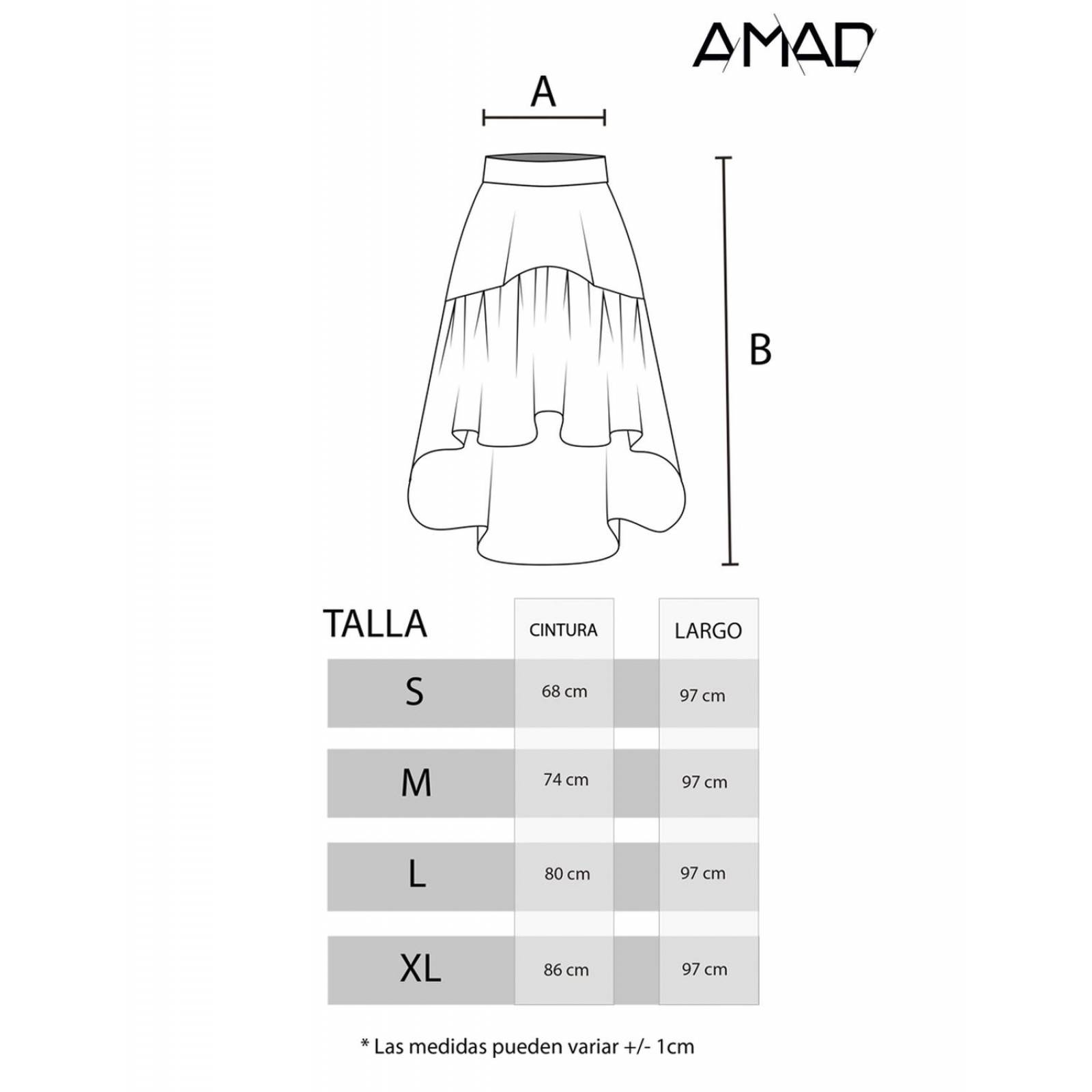 Falda con olán ancho fruncido de print floral lila con amarillo 