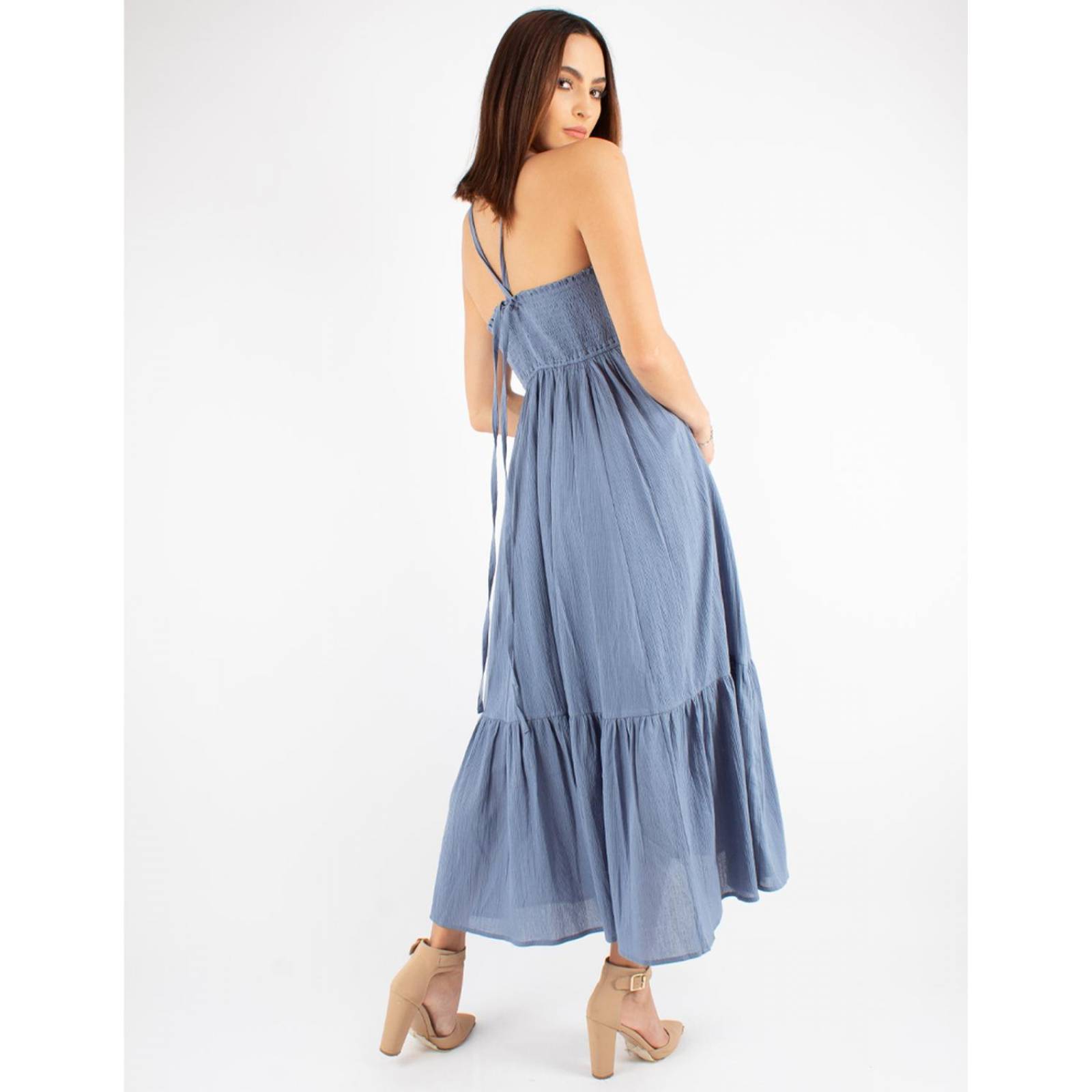 Vestido midi amplio azul mezclilla 