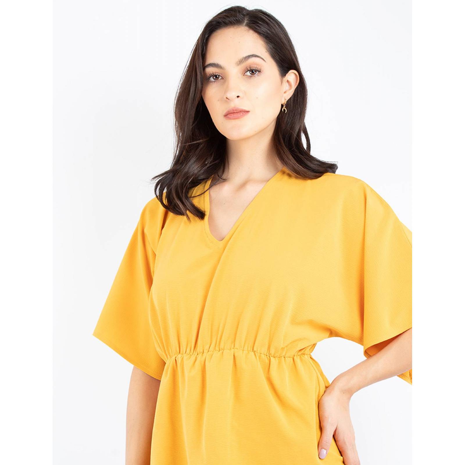 Blusa manga amplia con elástico en la cintura