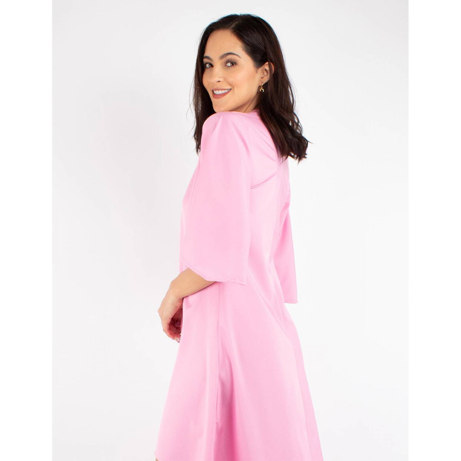 Vestido asimétrico manga campana 