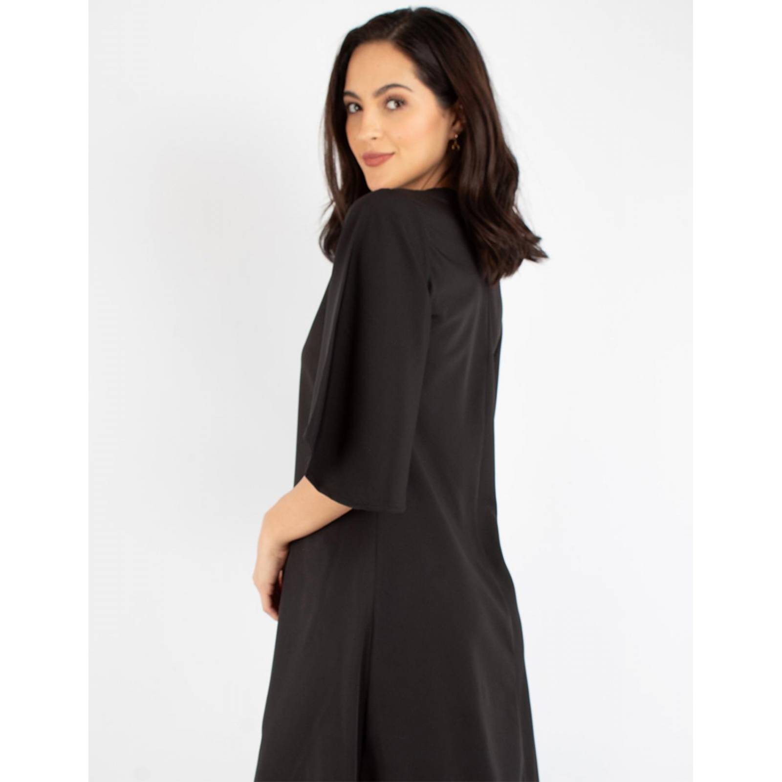 Vestido asimétrico manga campana 