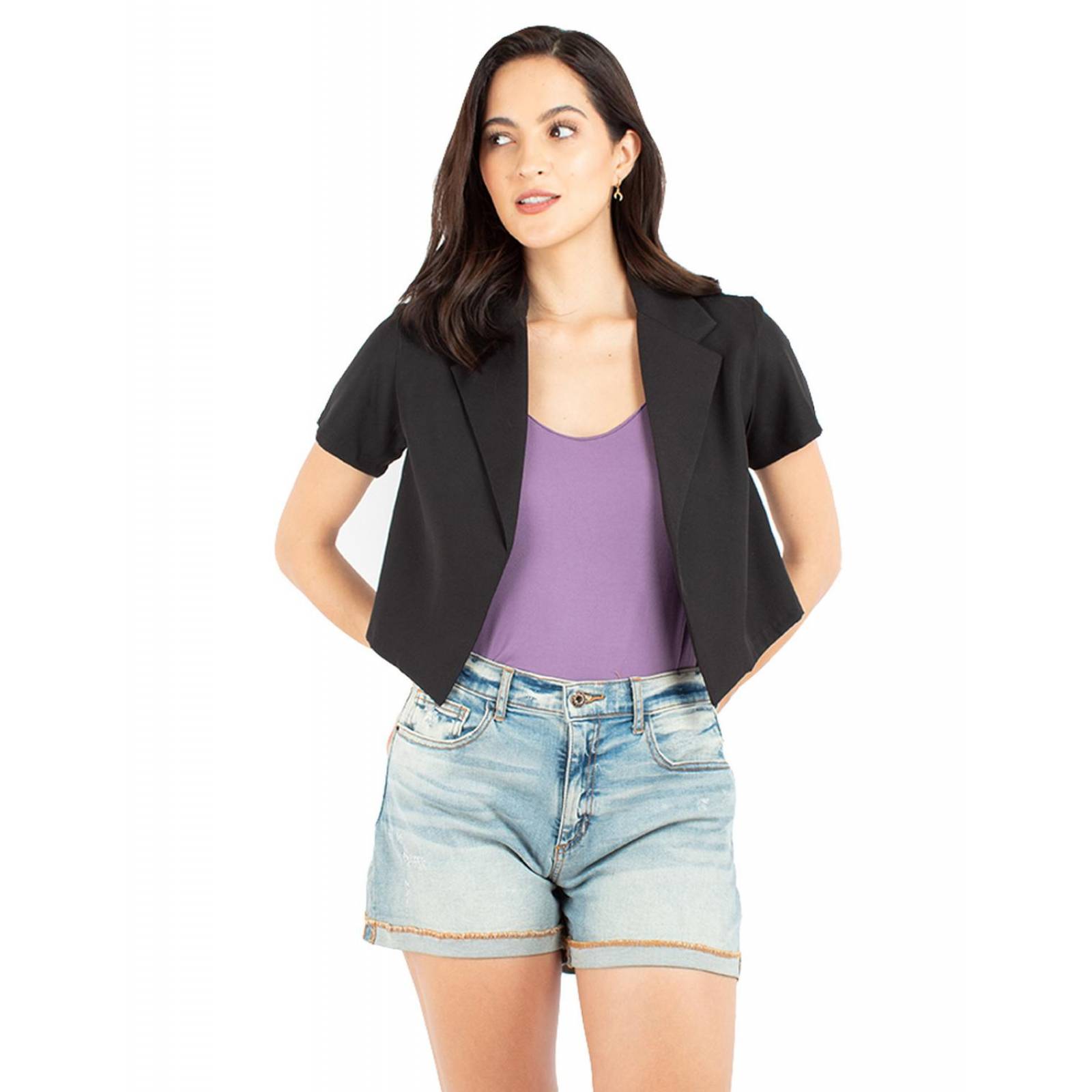 Blazer crop manga corta 