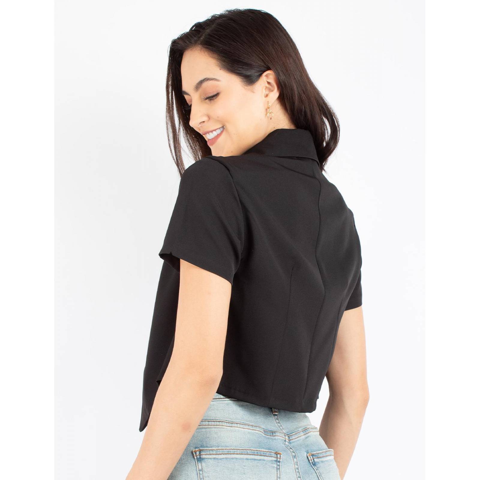Blazer crop manga corta 
