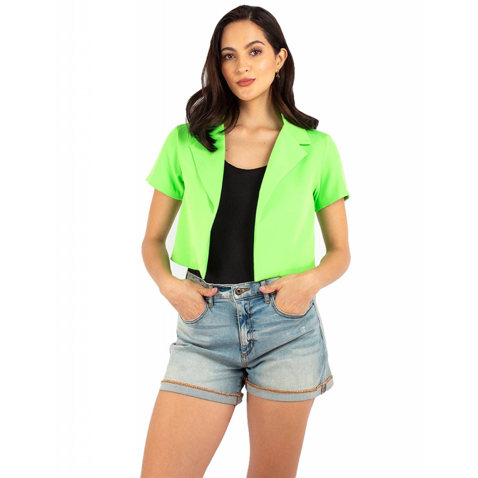 Blazer crop manga corta 
