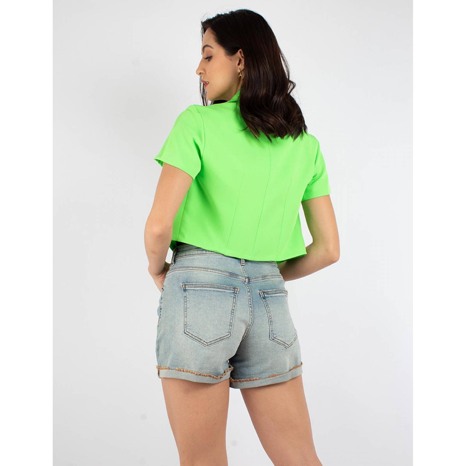 Blazer crop manga corta 