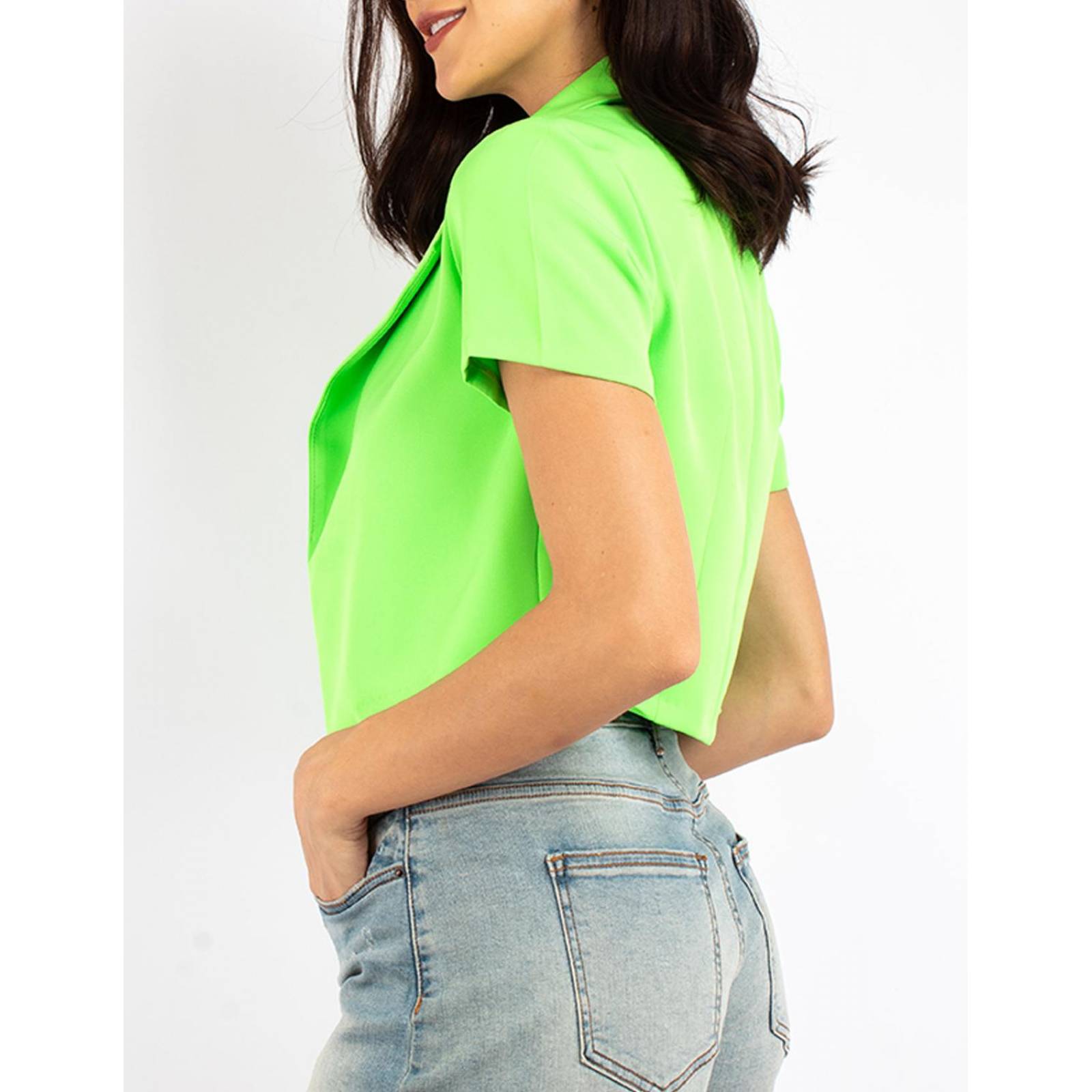 Blazer crop manga corta 