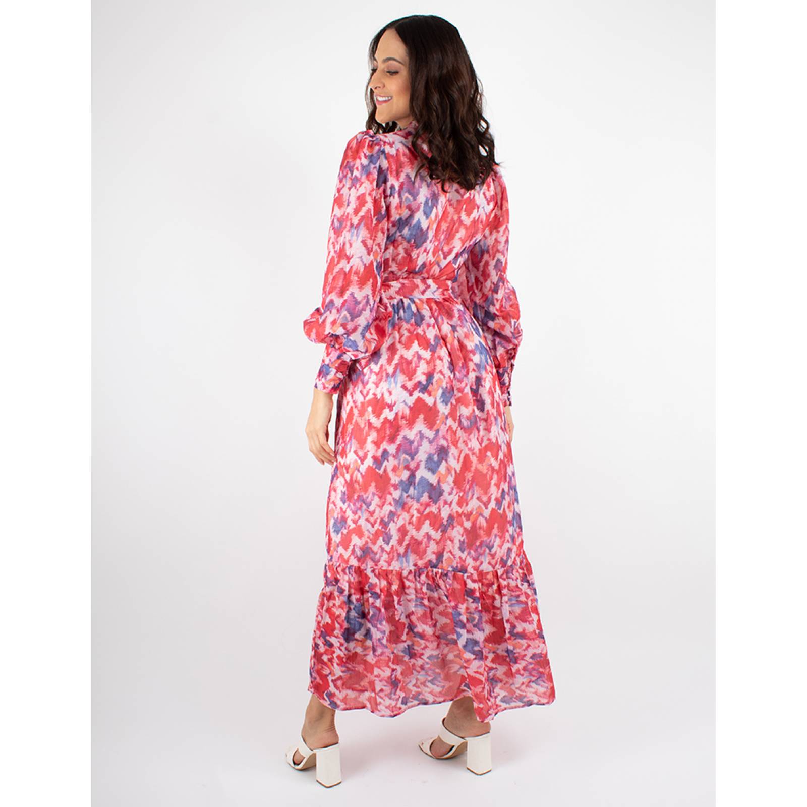 Maxi vestido print rojo con cinto