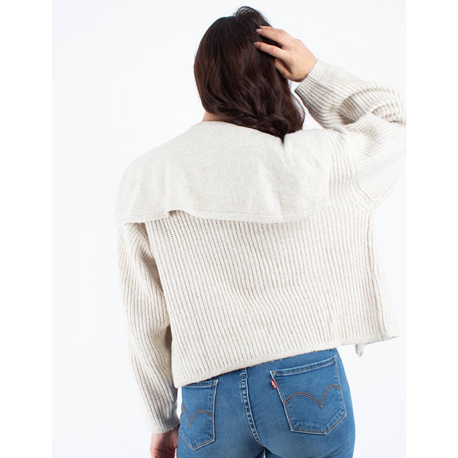 Cardigan corto cuello amplio