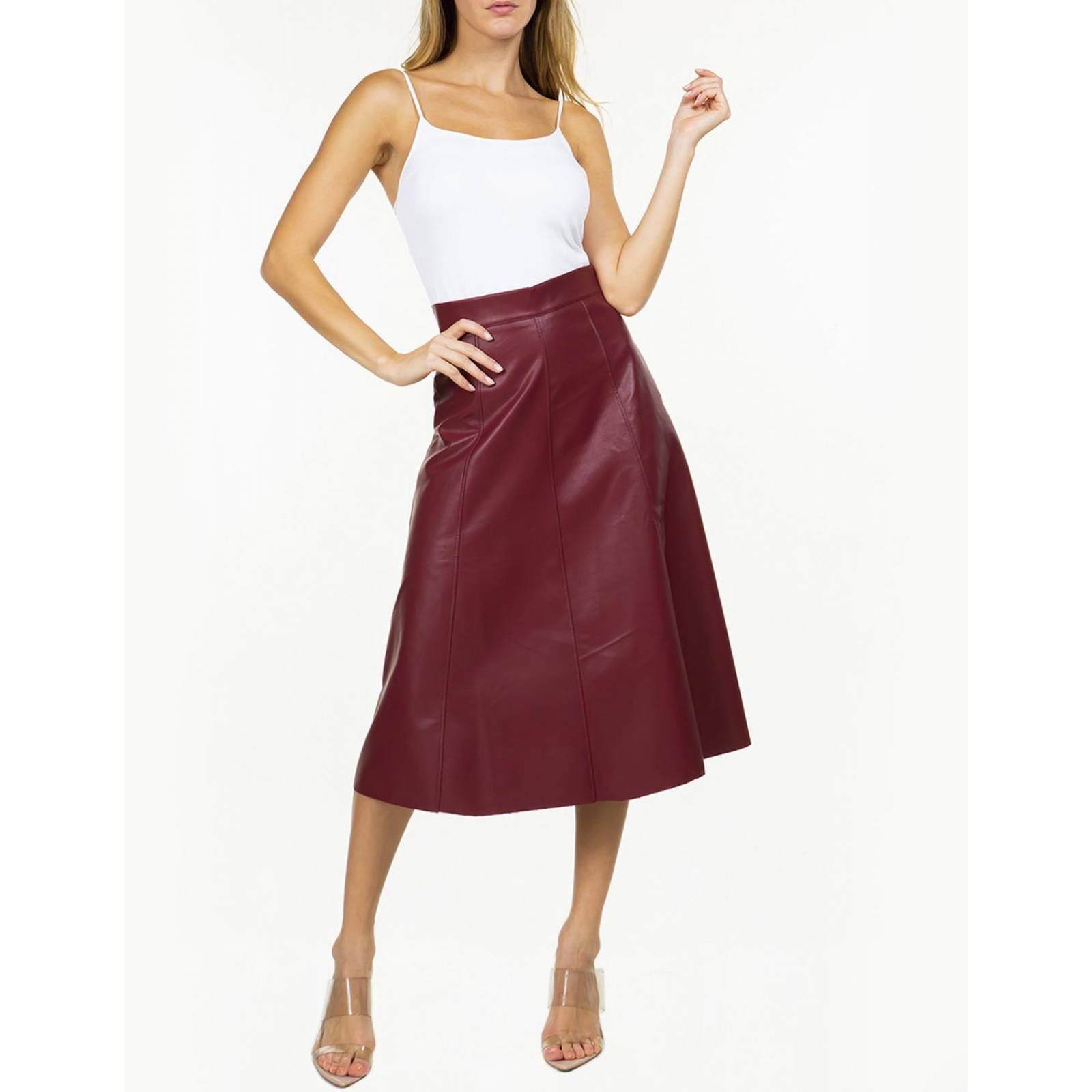 Falda midi vinipiel AMAD para mujer