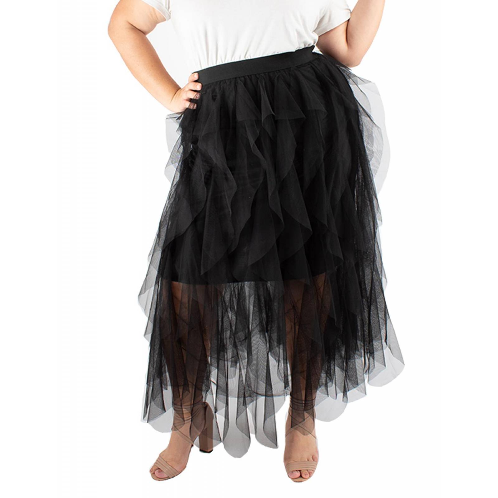 Maxi falda de tul con olanes Curvy 